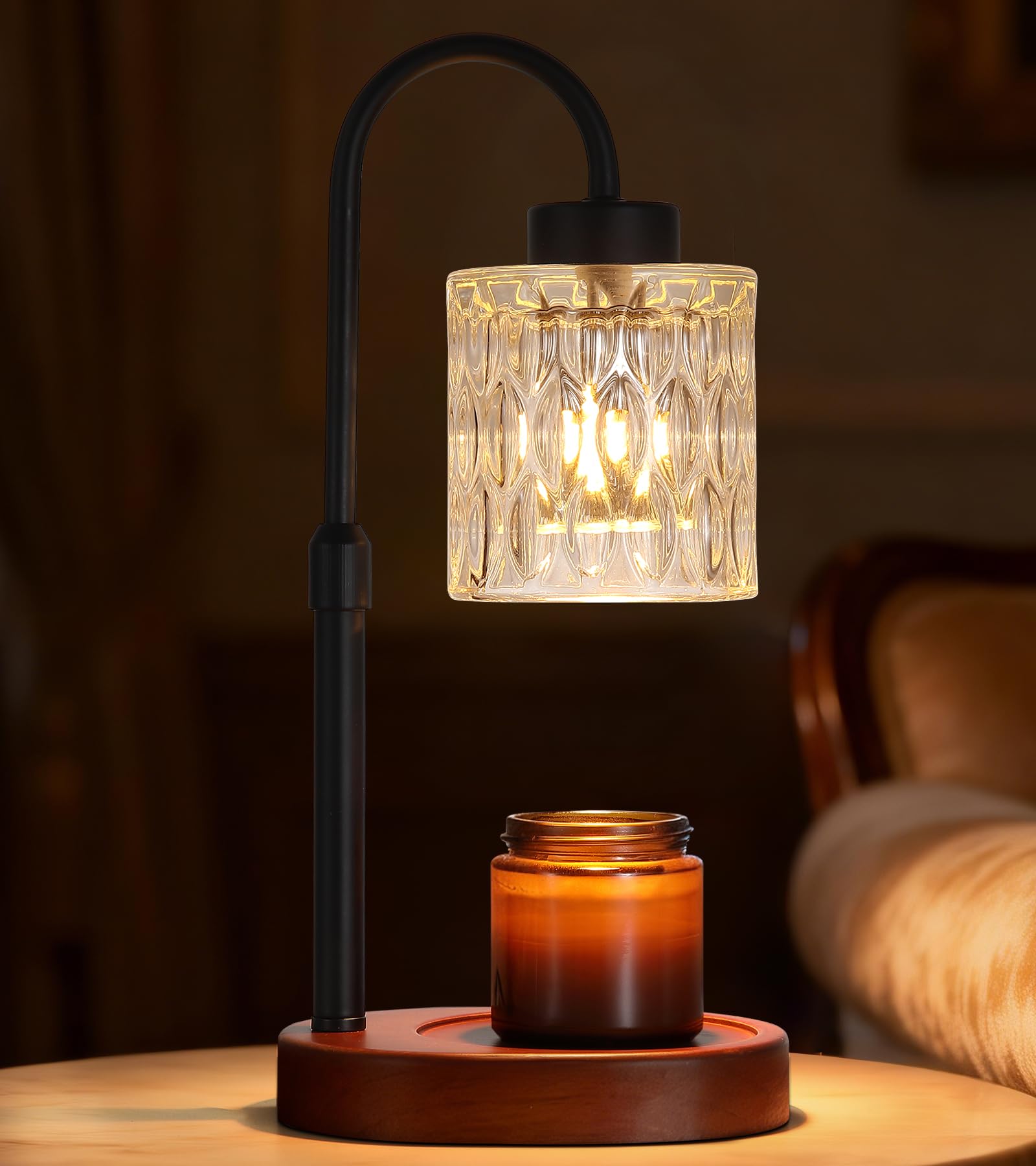 Black Candle Warmer Lamp with Dimmer and Timer