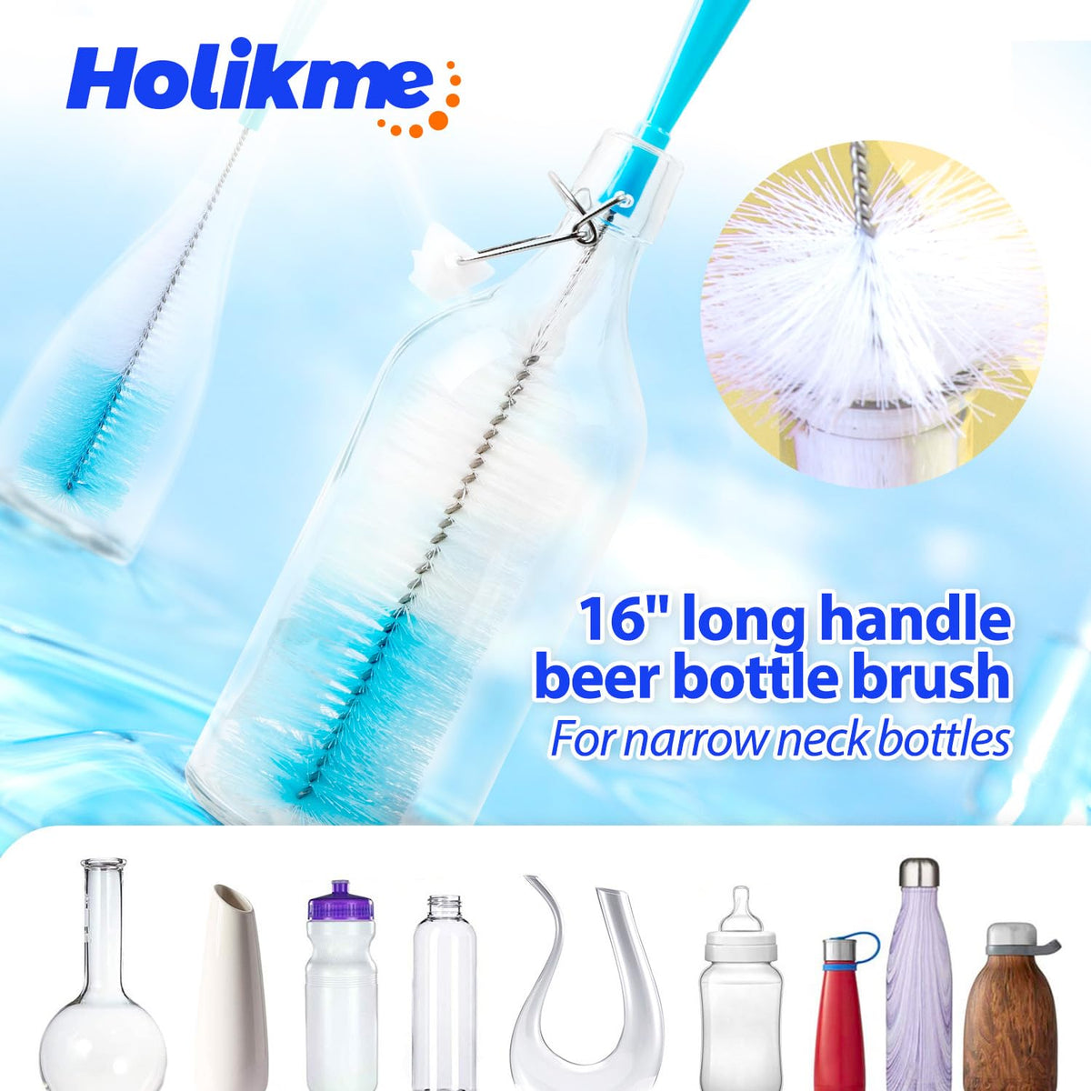 Bottle Brush Tube Cleaning Lab Set with Long Handle
