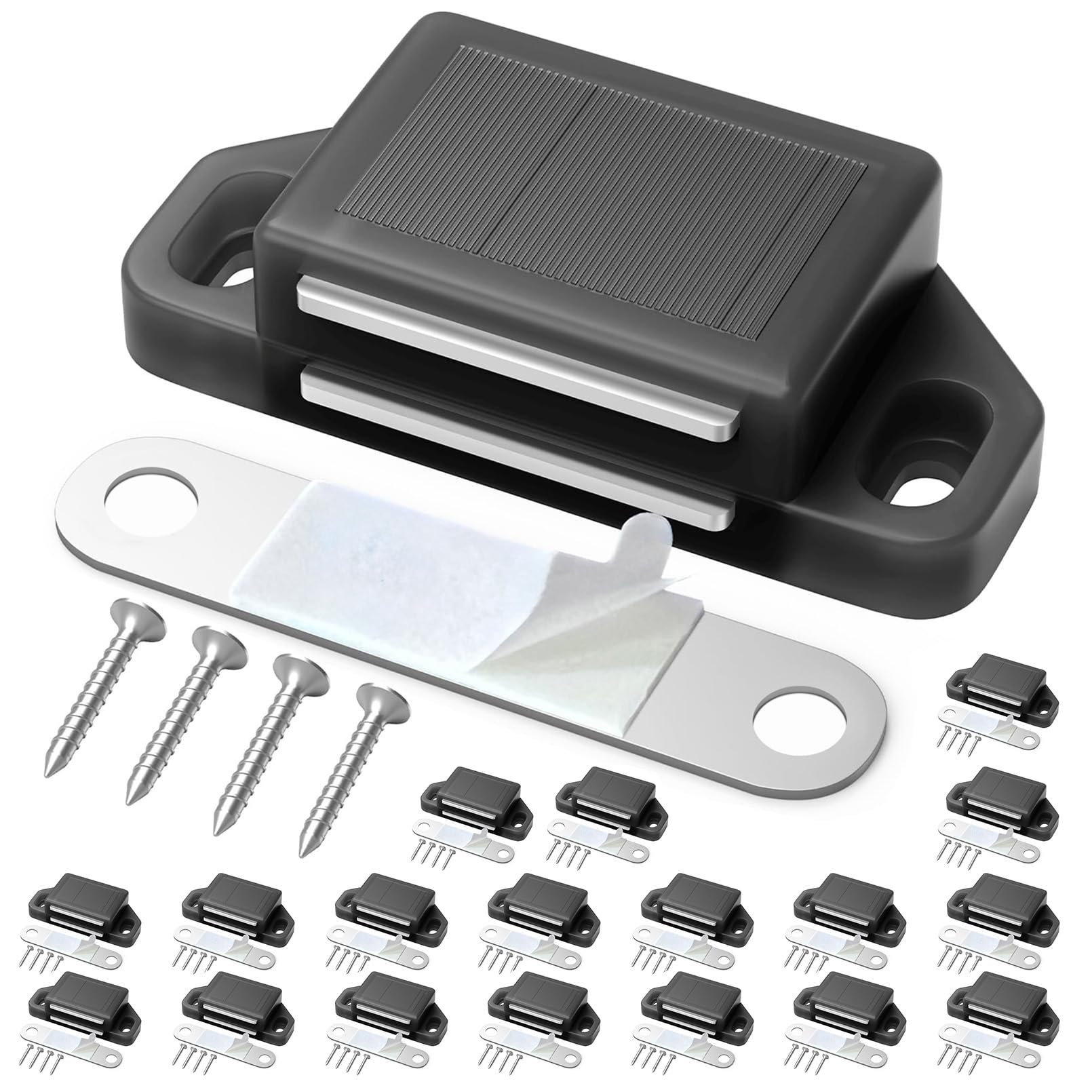 Cabinet Magnetic Catch Door Latch 25LB for Kitchen Drawer Magnets to Stay Closed Magnetic Catch Closet for Drawer（Black 18 Pack）