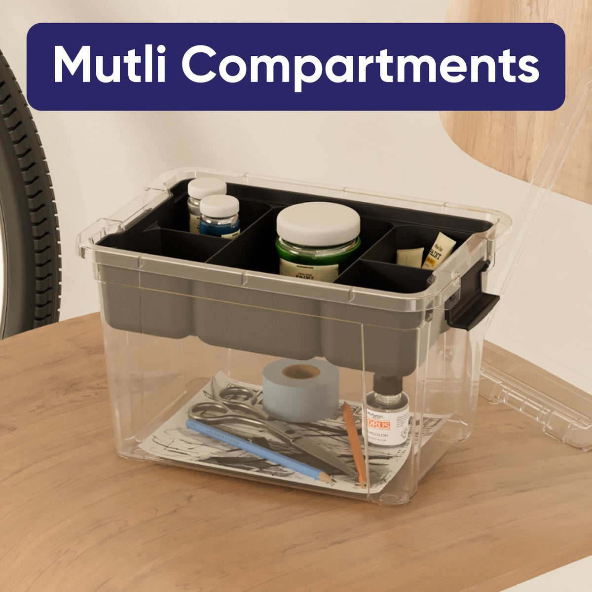 Small Storage Container Organizing Tray for Superio Bin or Drawer Plastic Organize Sewing (3 Count)