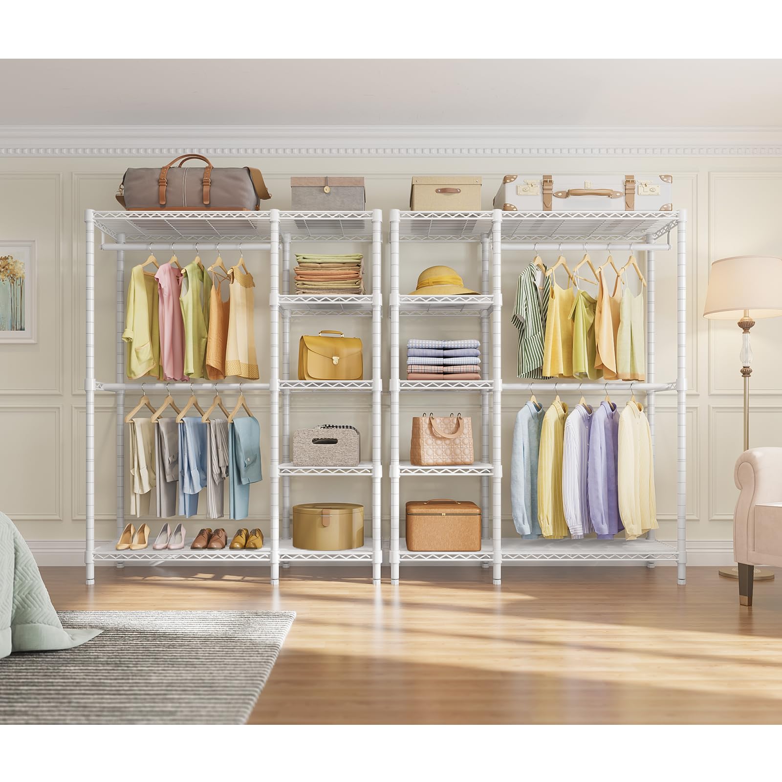 V7 Clothing Rack with Shelves Heavy duty Closet for Hanging Clothes