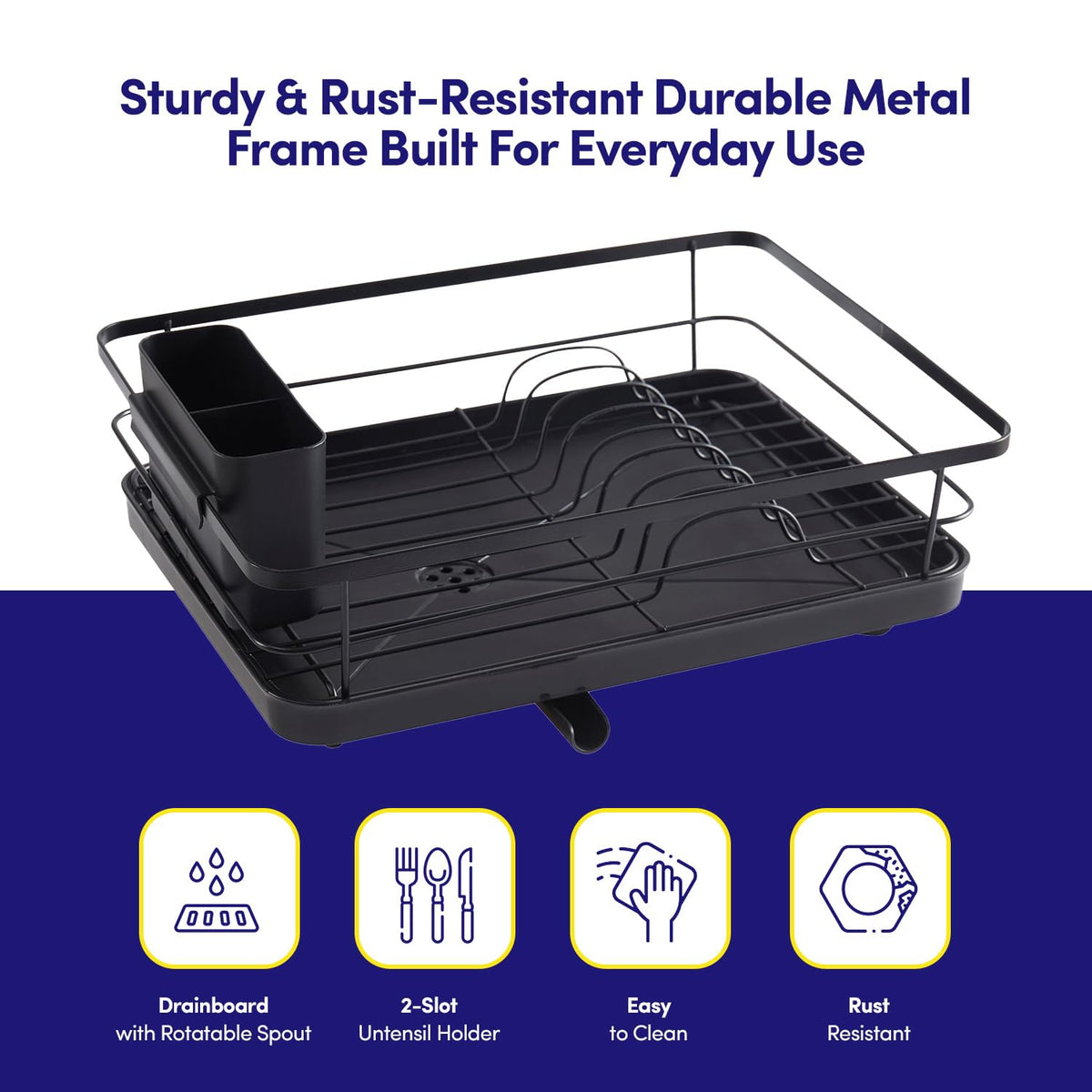 Dish Drying Rack 3 Piece Dish Drainer with Drainboard Set for Kitchen Counter
