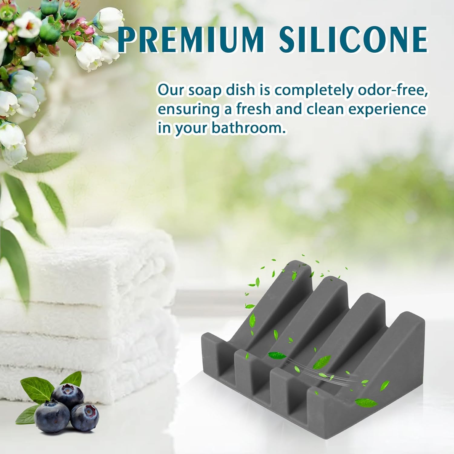 Silicone Soap Dish Self Draining with Suction Cups
