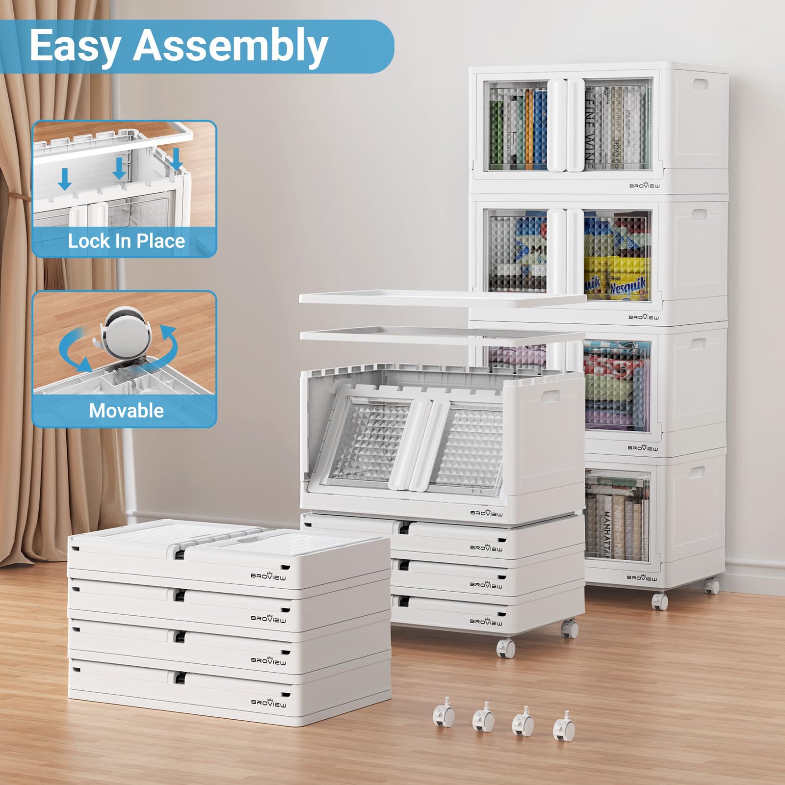 400 Qt Stackable Storage Bins with Lids & Doors (4 Count)