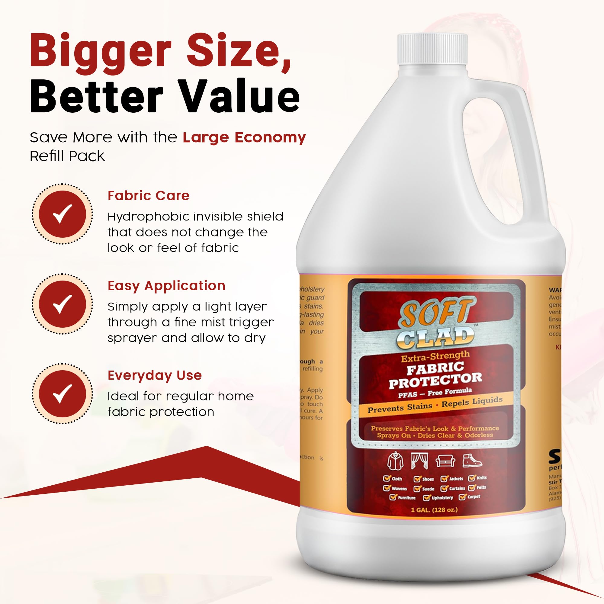 Extra Strength Fabric Protector Spray Prevents Stains and Repels Liquids. SoftClad Guards Furniture (128 Fl Oz)