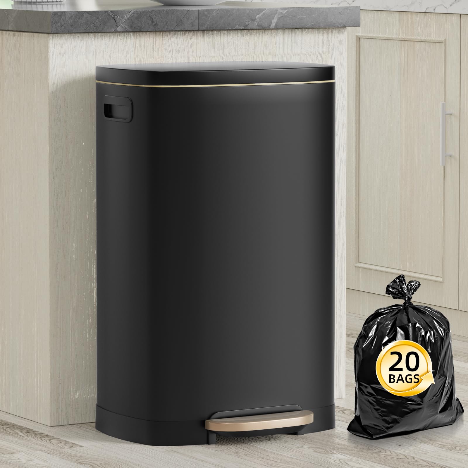 13 Gallon Trash Can with Lid (40 Count)