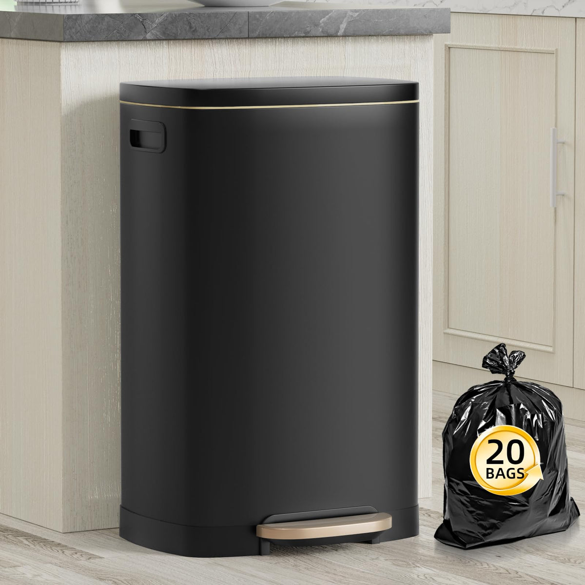 13 Gallon Trash Can with Lid (40 Count)