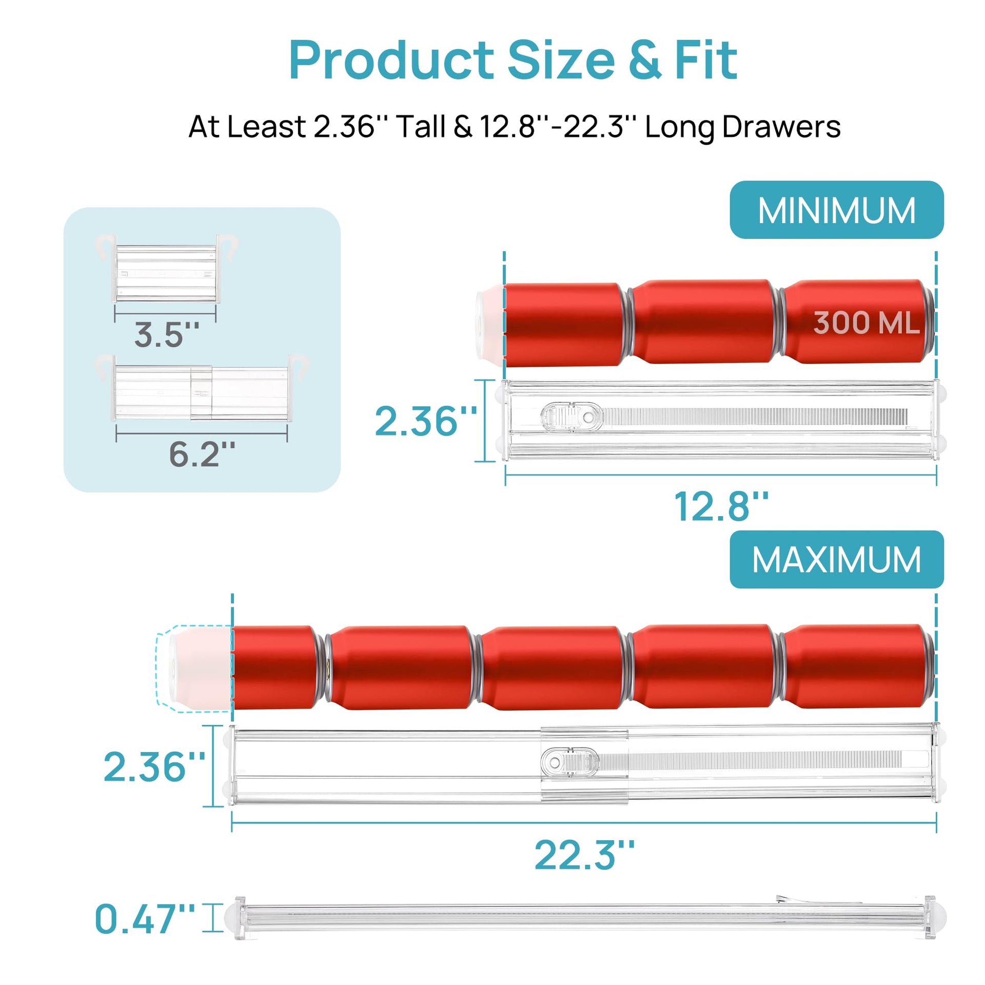2.36" Drawer Dividers with Expandable Inserts (8 Count)