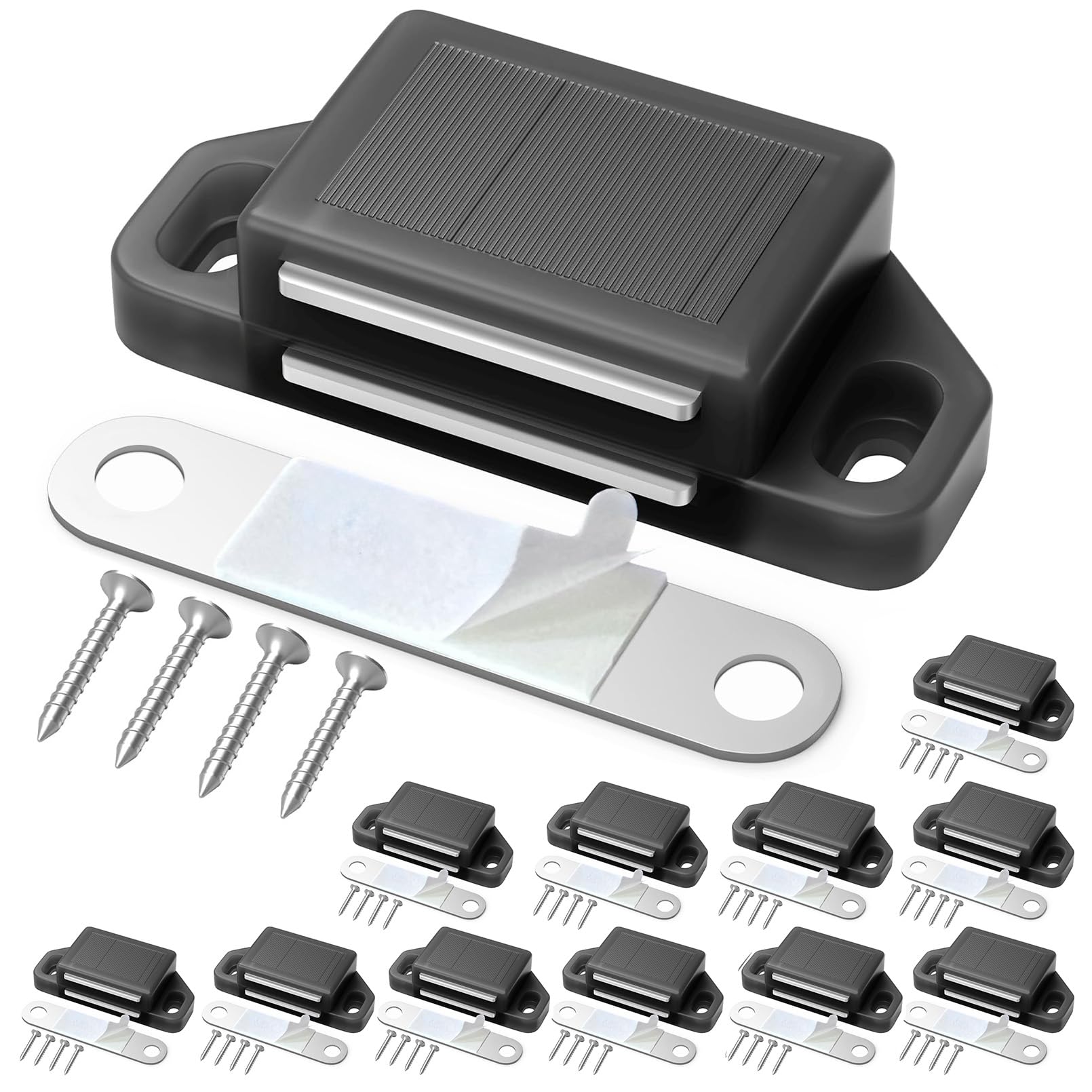 Cabinet Magnetic Catch Door Latch 25LB for Kitchen Drawer Magnets to Stay Closed Magnetic Catch Closet for Drawer（Black 12 Pack）