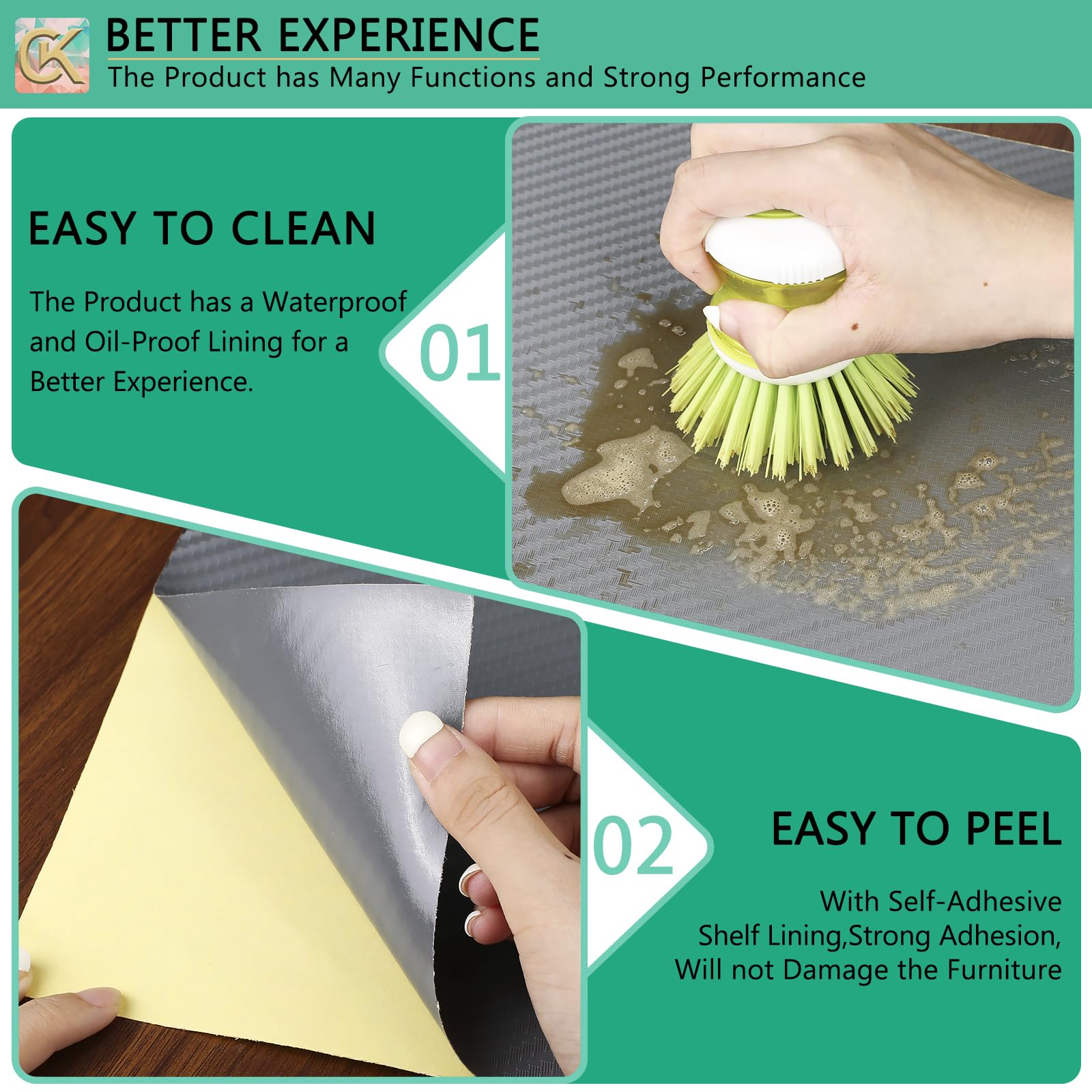 Self Adhesive Shelf Liner Kitchen Liner (696.2 sq in)