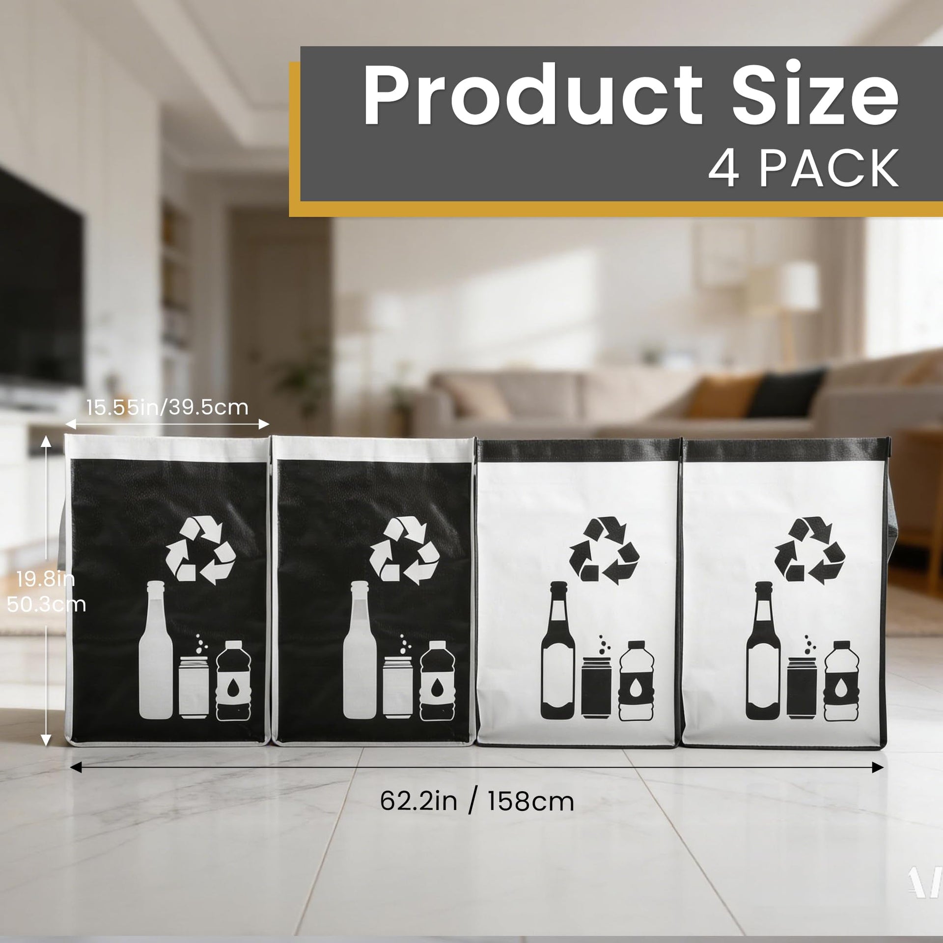 Recycle Waste Bag for Kitchen Home (4 Count)