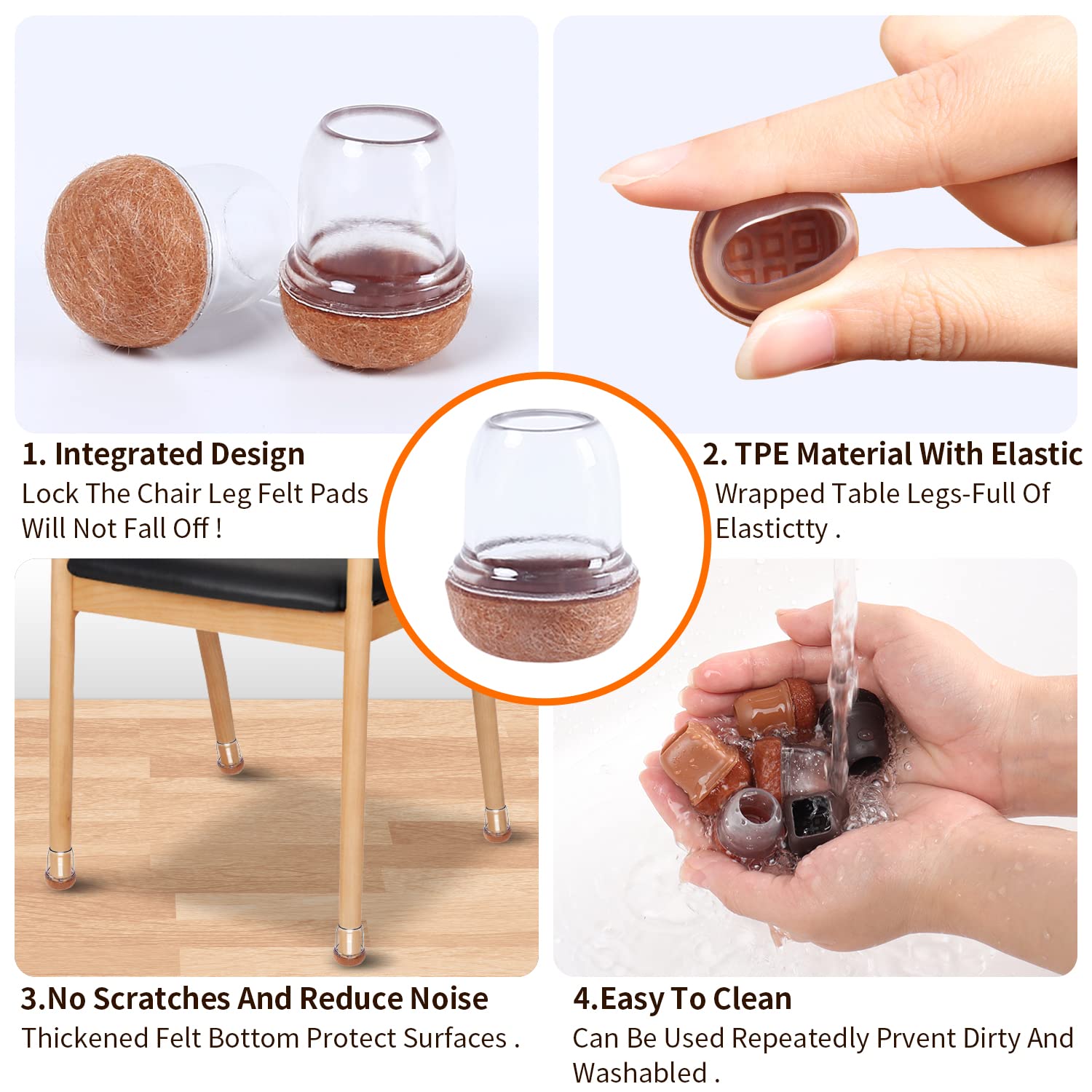 24 Pcs Small Clear Silicone Chair Leg Floor Protectors for Hardwood Floors (24 Count)