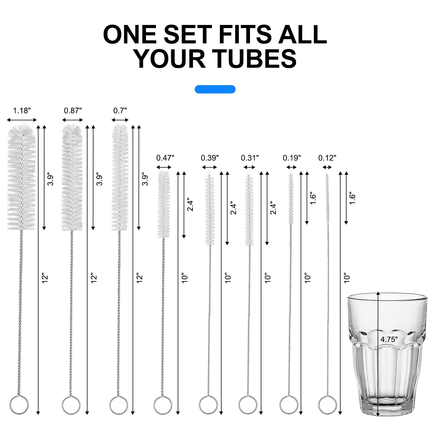 8 Pack Straw Brush Cleaner with Different Diameters (8 Count)