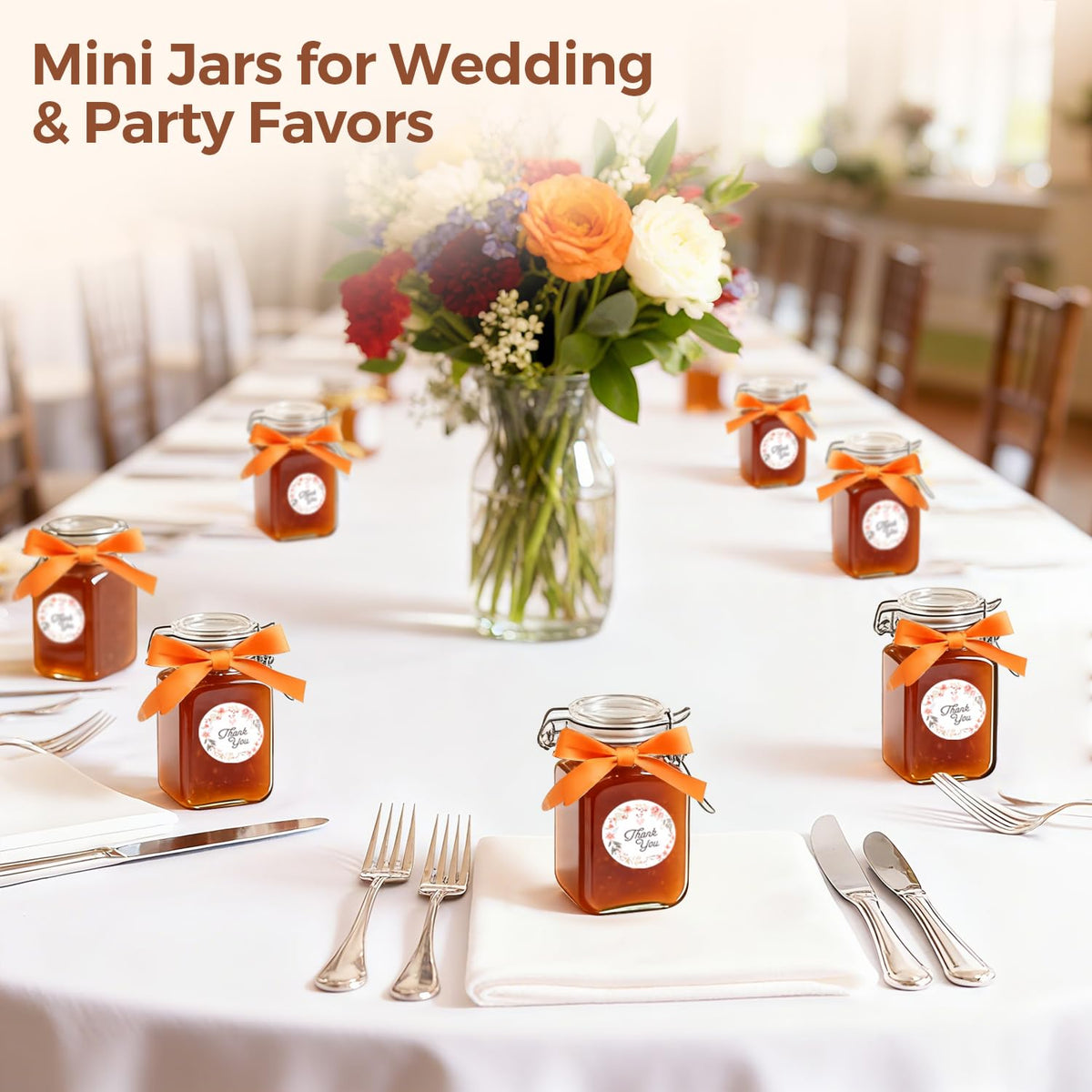 Square Small 8 oz Glass Spice Jars with Airtight Lids 12 Pack Pantry (12 Count)