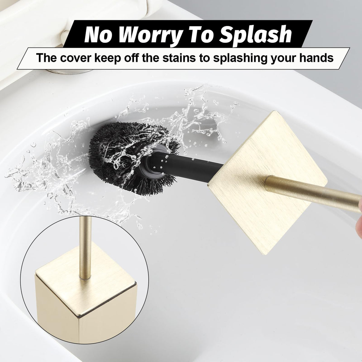 Toilet Brush with Holder Set Brushed Gold Aluminium Standing for Bathroom Toilet Bowl Cleaner Brush and Holder Set