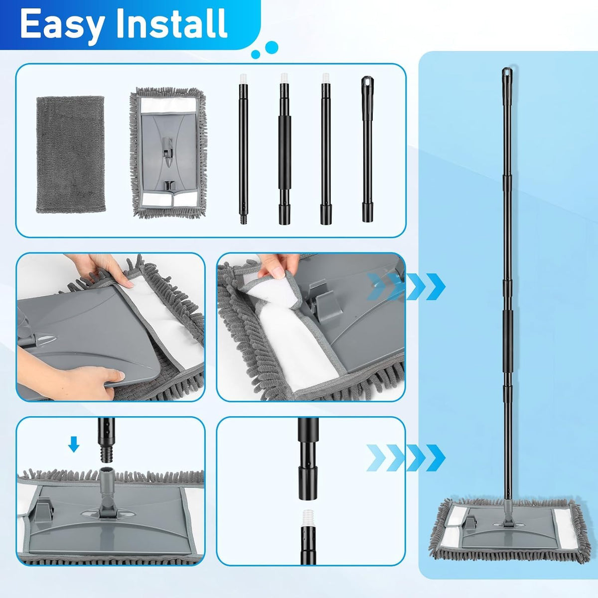 19" Wall Cleaner Mop with Long Handle for Wall Ceilings Floor Cleaning (2 Count)