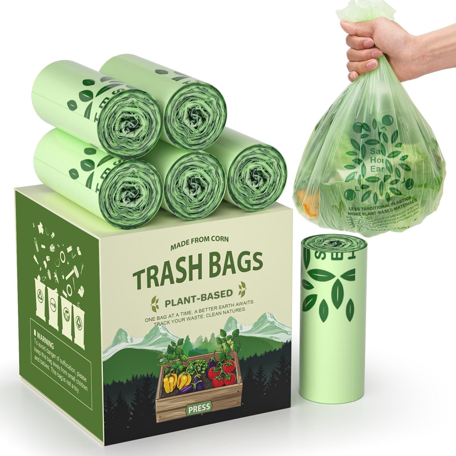 Small Compost Bags 2.6 Gallon Trash Bag (150 Count)