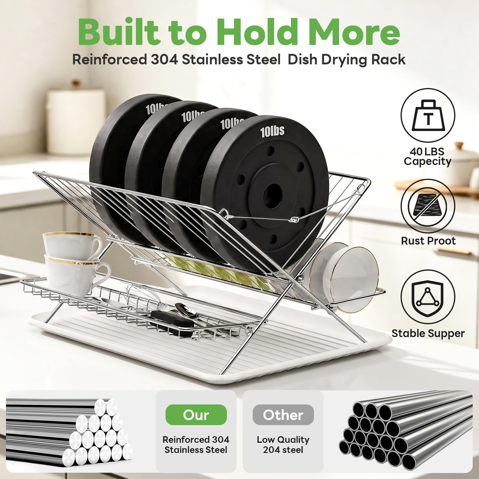 Stainless Steel Foldable Dish Drying Rack