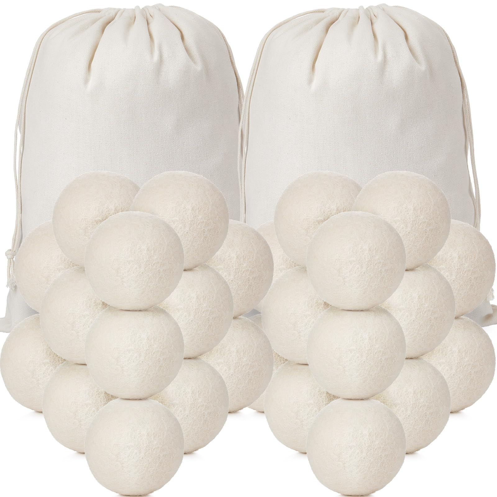 46 Pcs Wool Dryer Balls Set with Muslin Bags for Laundry