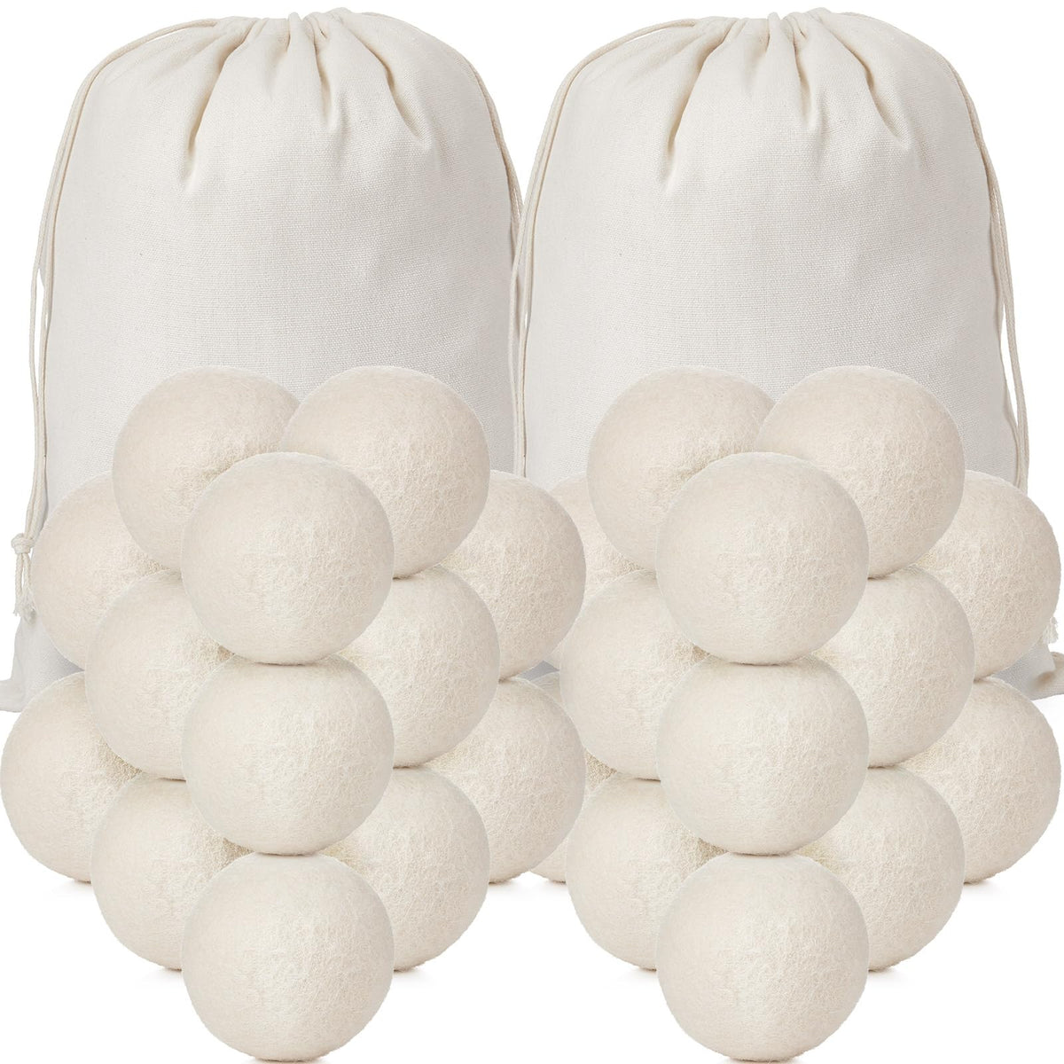 60 Pcs Wool Dryer Balls Set with Muslin Bags for Laundry (62 Count)