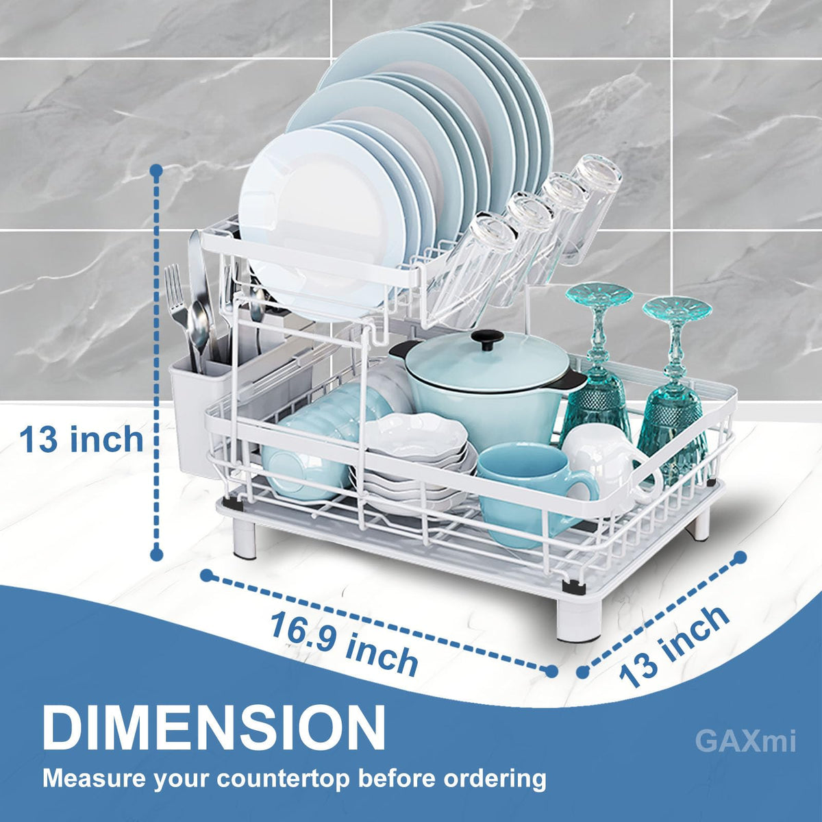 Dish Drying Rack with Drainboard for Kitchen Countertop 2
