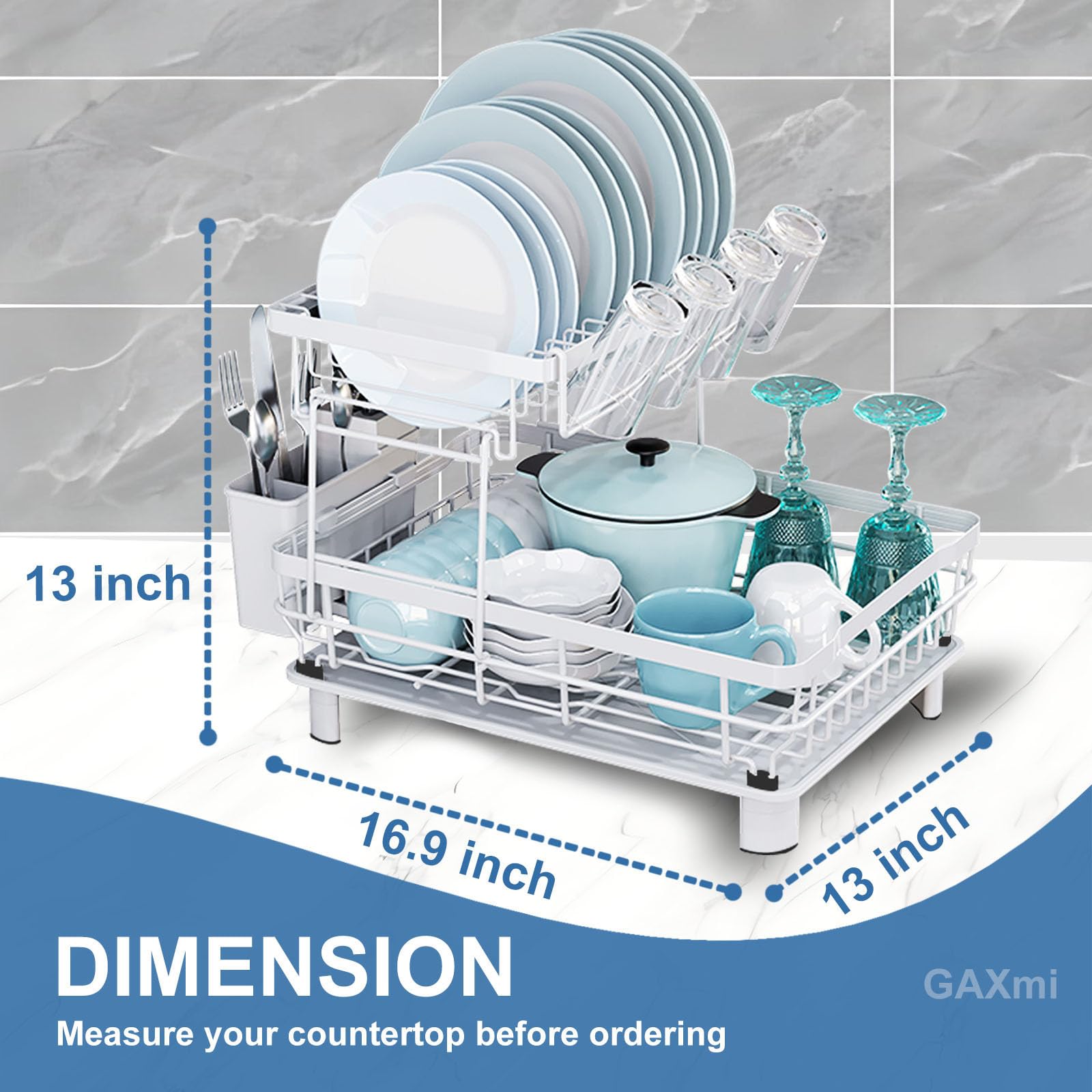 Dish Drying Rack with Drainboard for Kitchen Countertop 2
