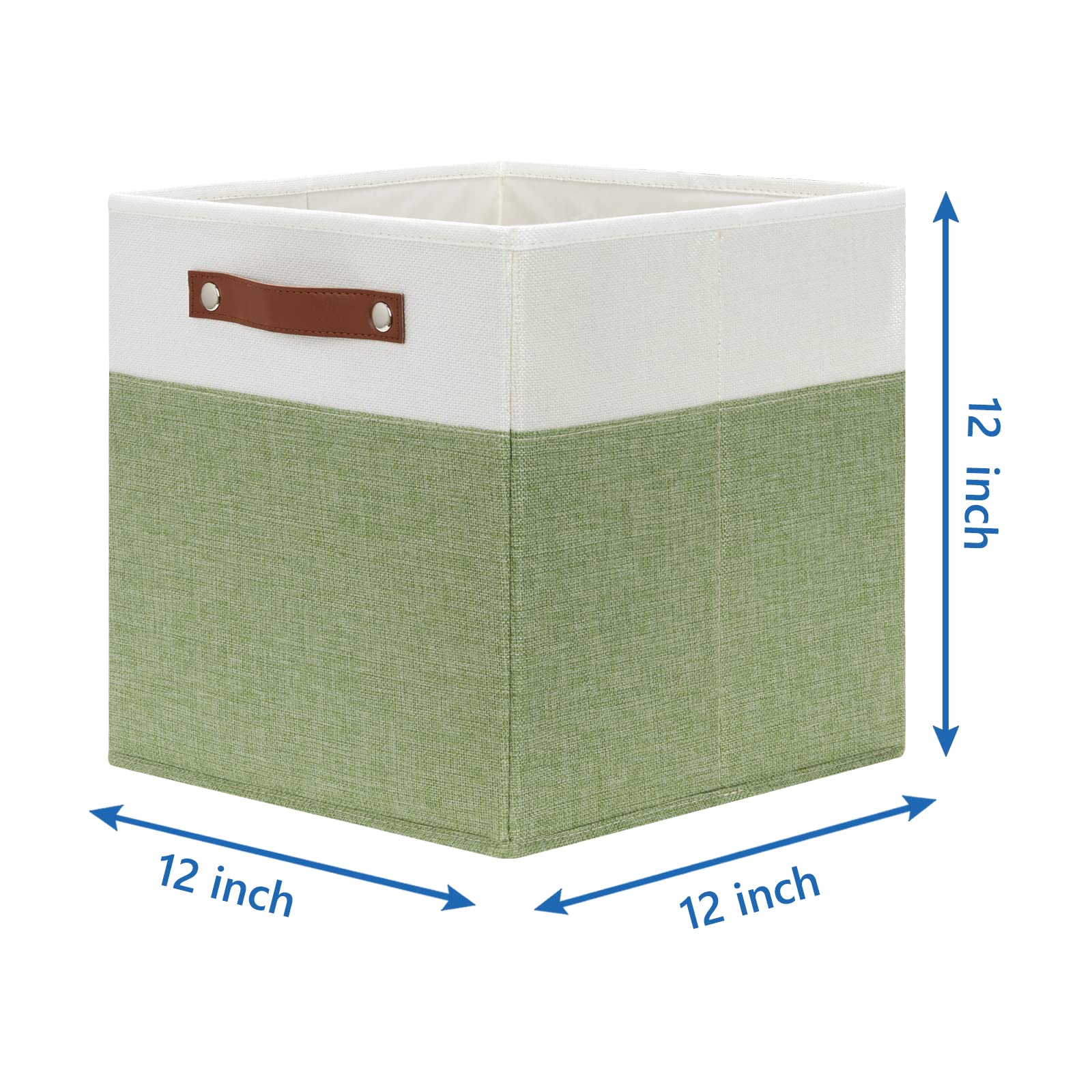 12 Inch Fabric Storage Cubes Storage Bins with Leather Handles