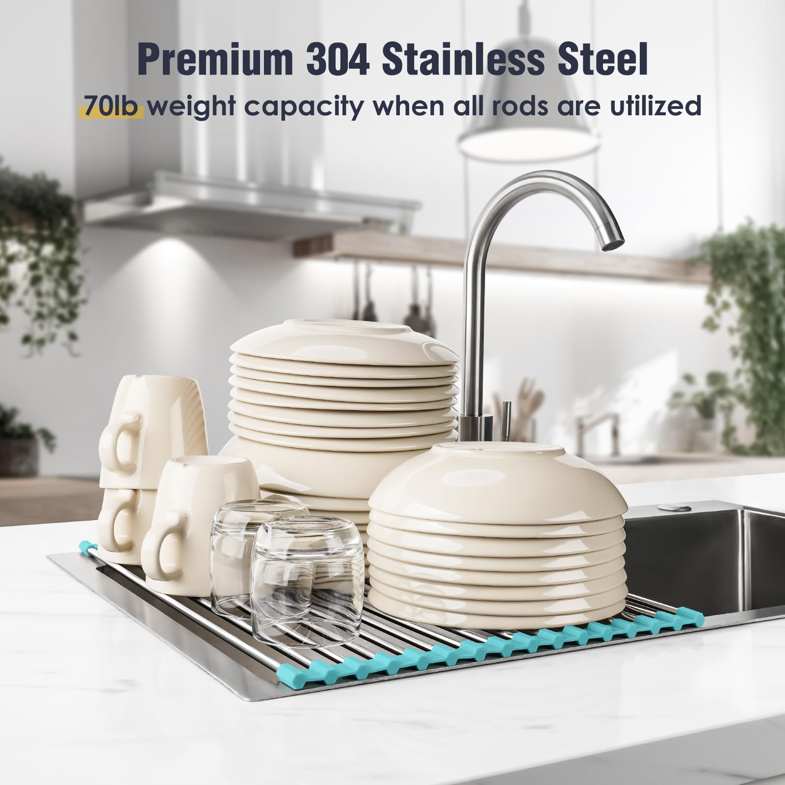 Roll Up Dish Drying Rack Over Sink