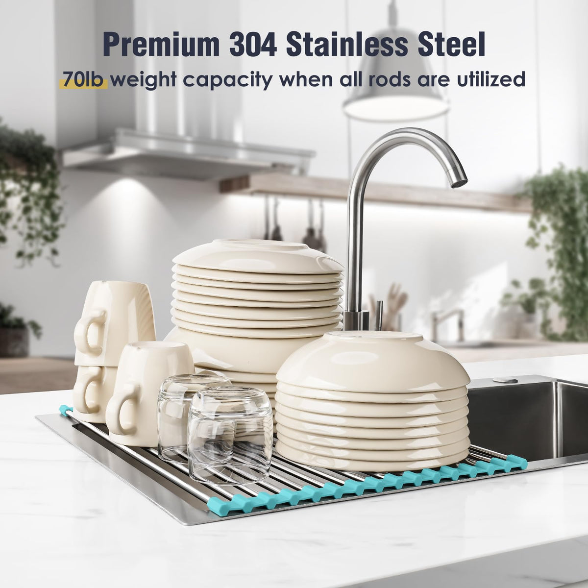 Roll Up Dish Drying Rack Over Sink