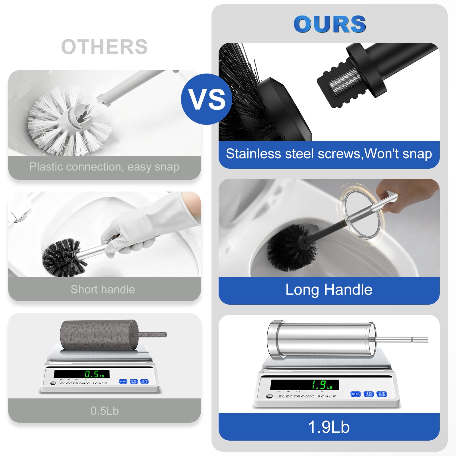 304 Stainless Steel Toilet Brush and Holder Set