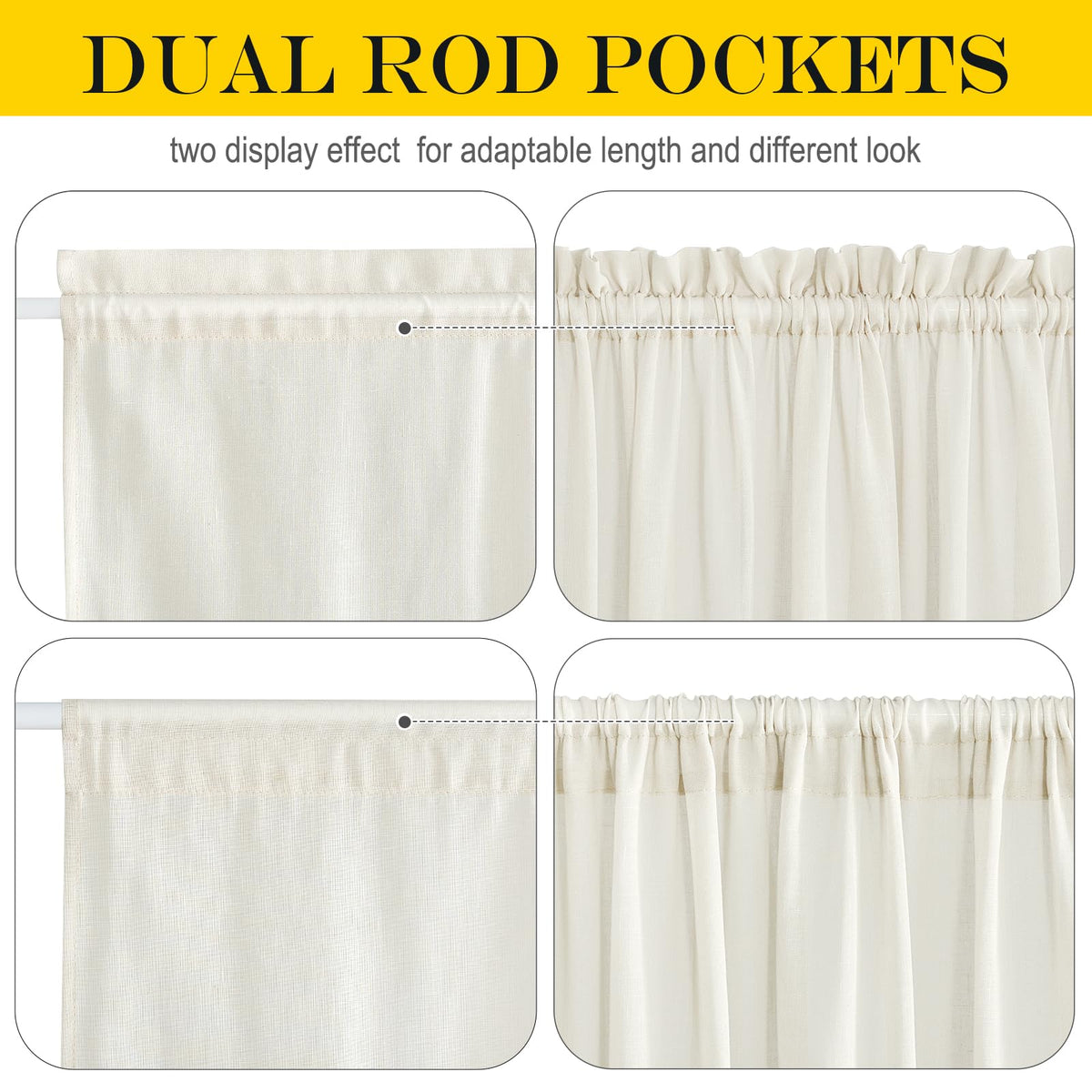 Side Light Door Curtains 40 inch Length for Front Kitchen Window
