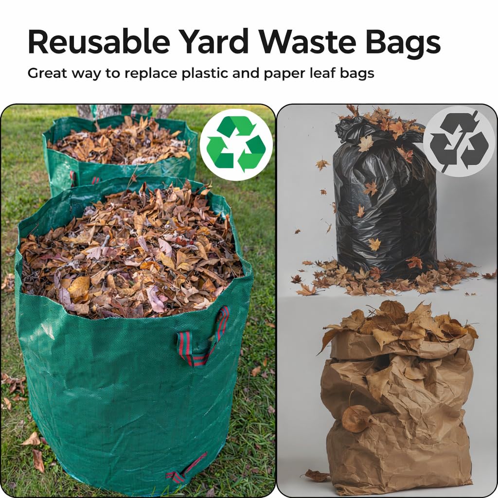 3 Pack 72 Gallon Garden Waste Bags Reusable Heavy Duty (3 Count)