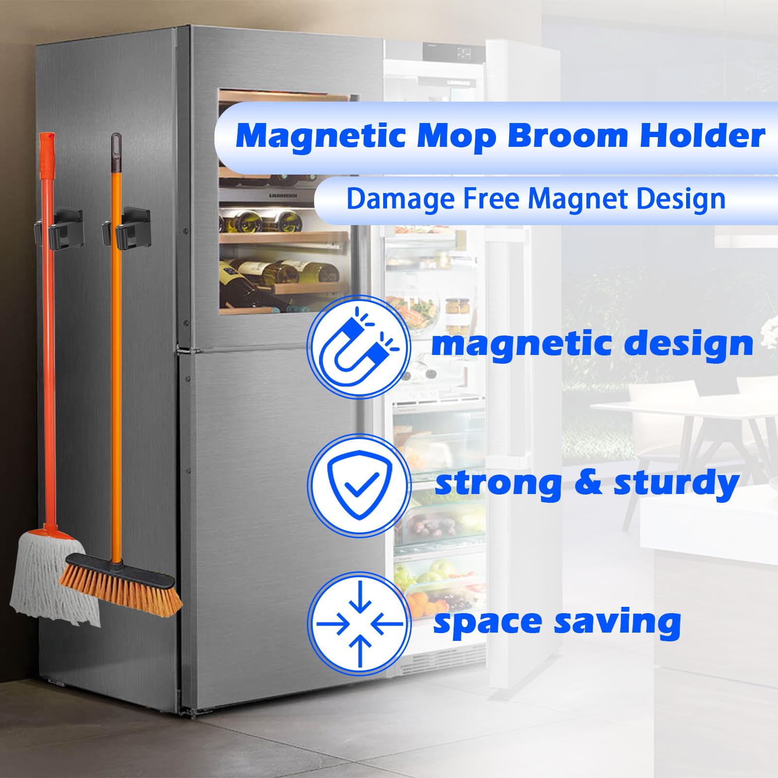 Strong Magnetic Mop Broom Holder (2 Count)