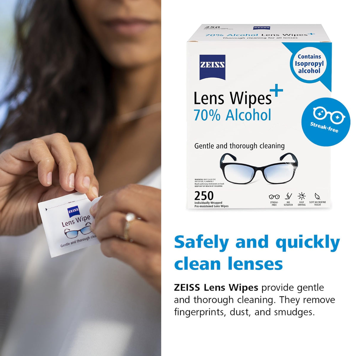 Pre Moistened Lens Cleaning Wipes with 70% Alcohol (250 Count) - ModHome Supplies
