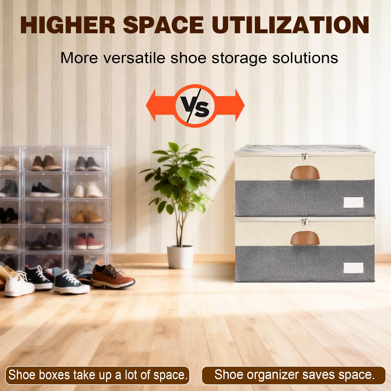 1 Pack Shoe Organizer for Closet with Adjustable Divider Shoe Storage Box