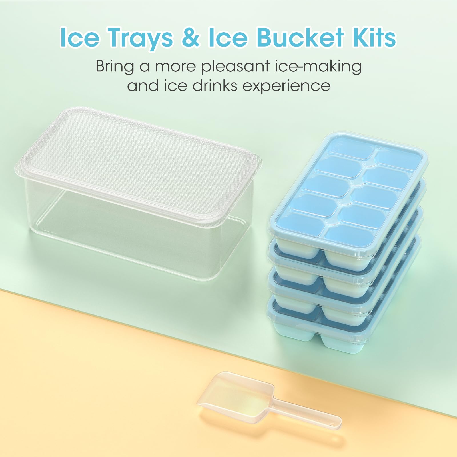 Ice Cube Tray with Lid and Bin (4 Count)