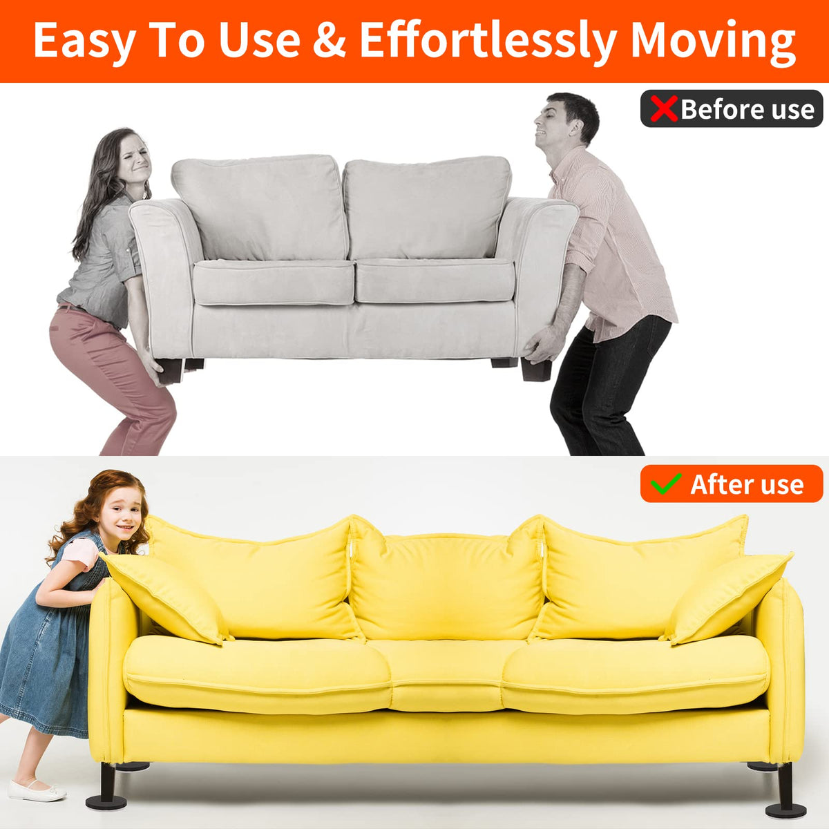 3.5" Felt Furniture Movers Sliders for Hardwood & Vinyl Floors (16 Count)