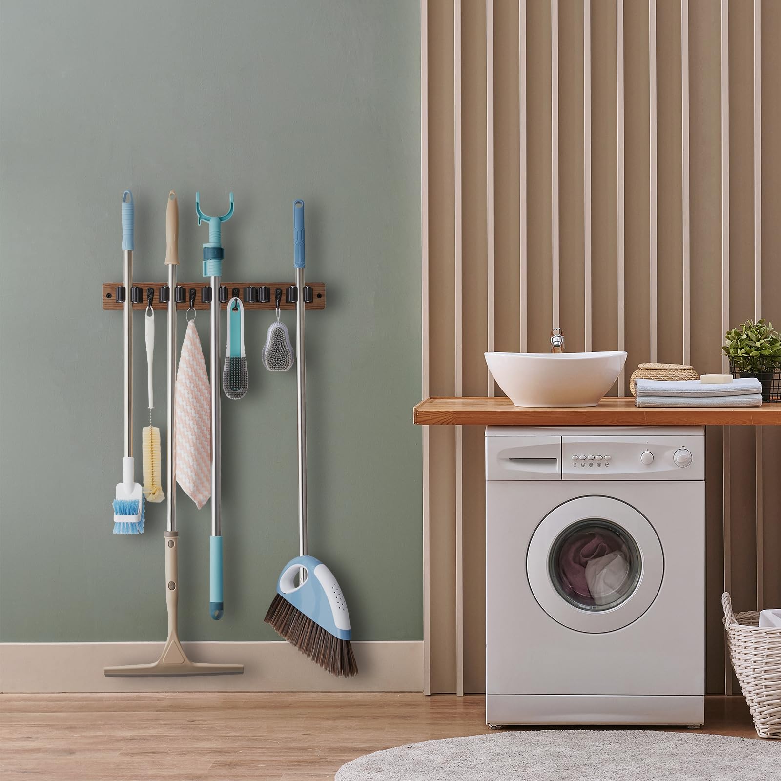 Mop and Broom Holder Wall Mount