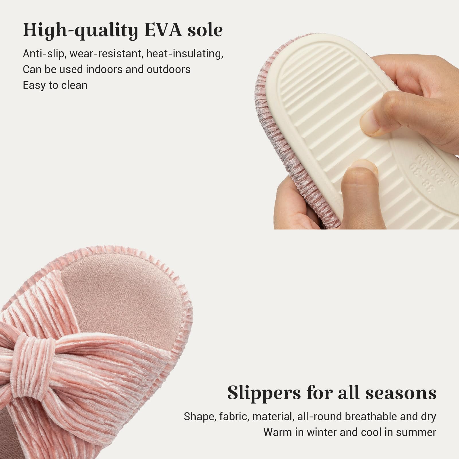 Slippers for Women Memory Foam House Bedroom Bow Crossbands Pearlescent Slipper Shoes Comfy Trendy Gift Slippers Pink Size 7 8 6.5