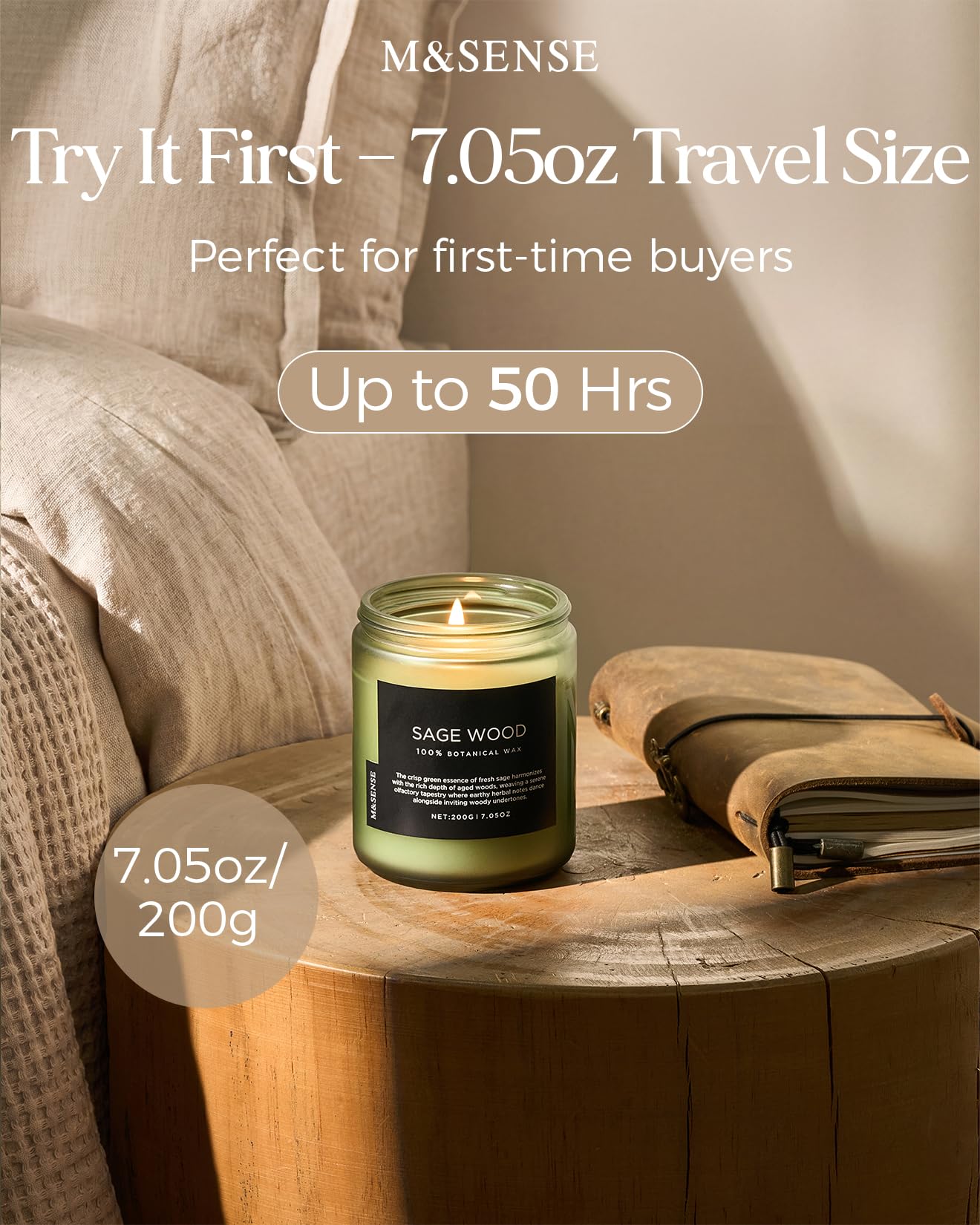 Sage Wood Scented Candles for Home (7.05 Ounce)