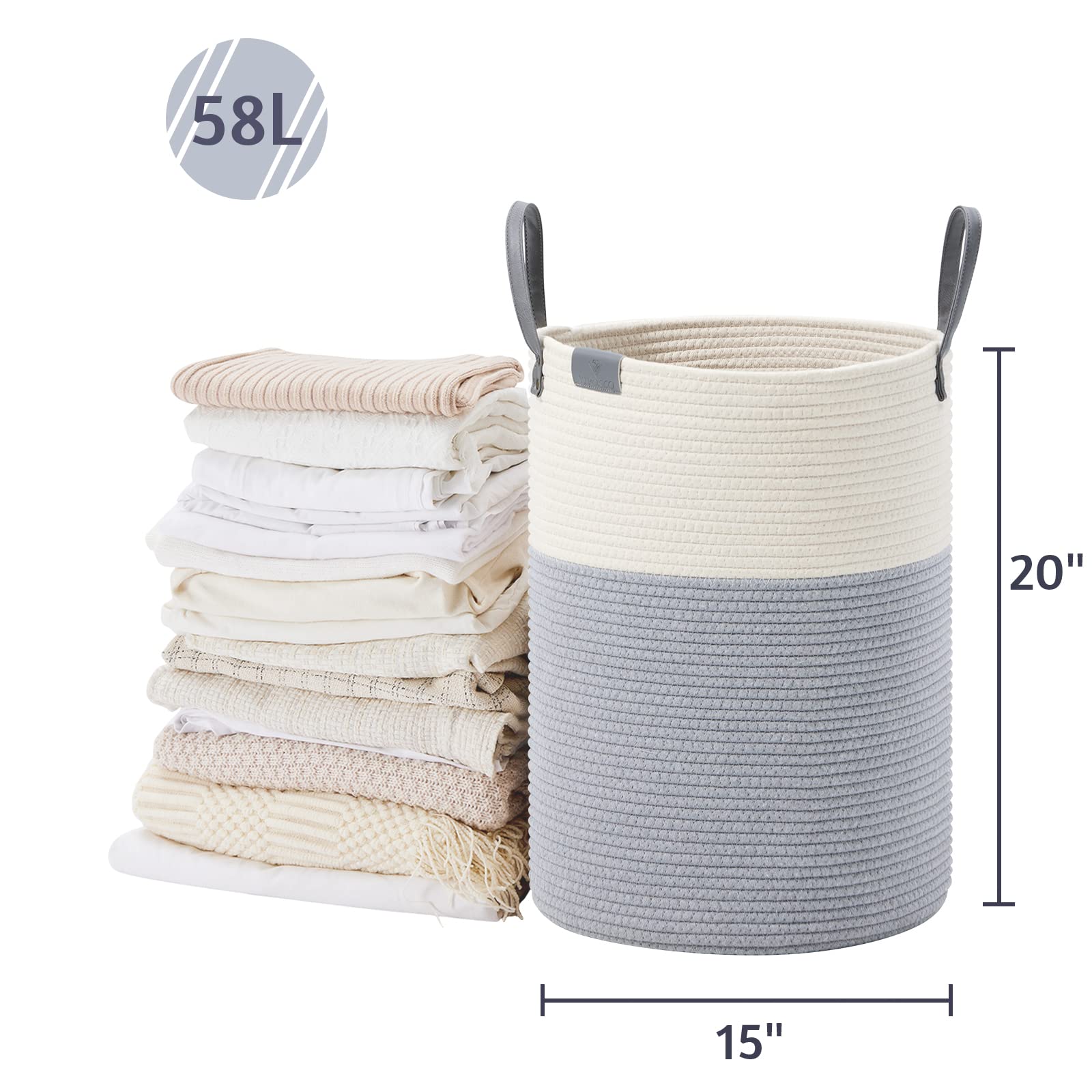 58L Tall Woven Rope Laundry Hamper (1961.2133 Fl Oz) - ModHome Supplies