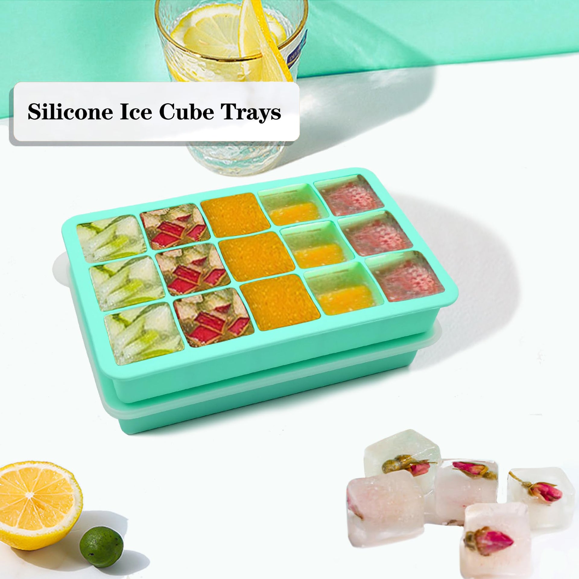 2 Pack Silicone Ice Cube Trays (5.76 Ounce)