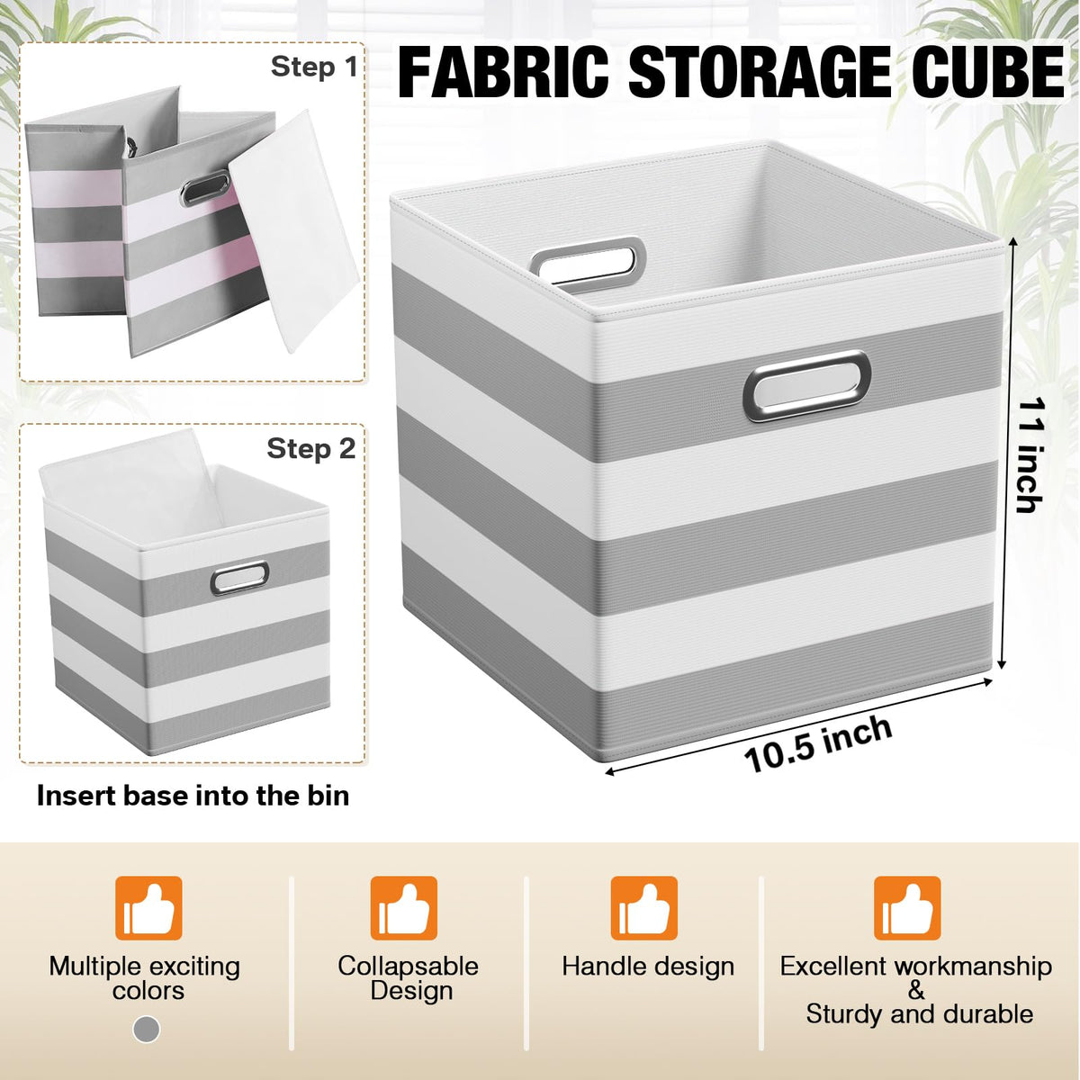 11 Inch 6 Pack Fabric Storage Cubes with Metal Handles (6 Count)