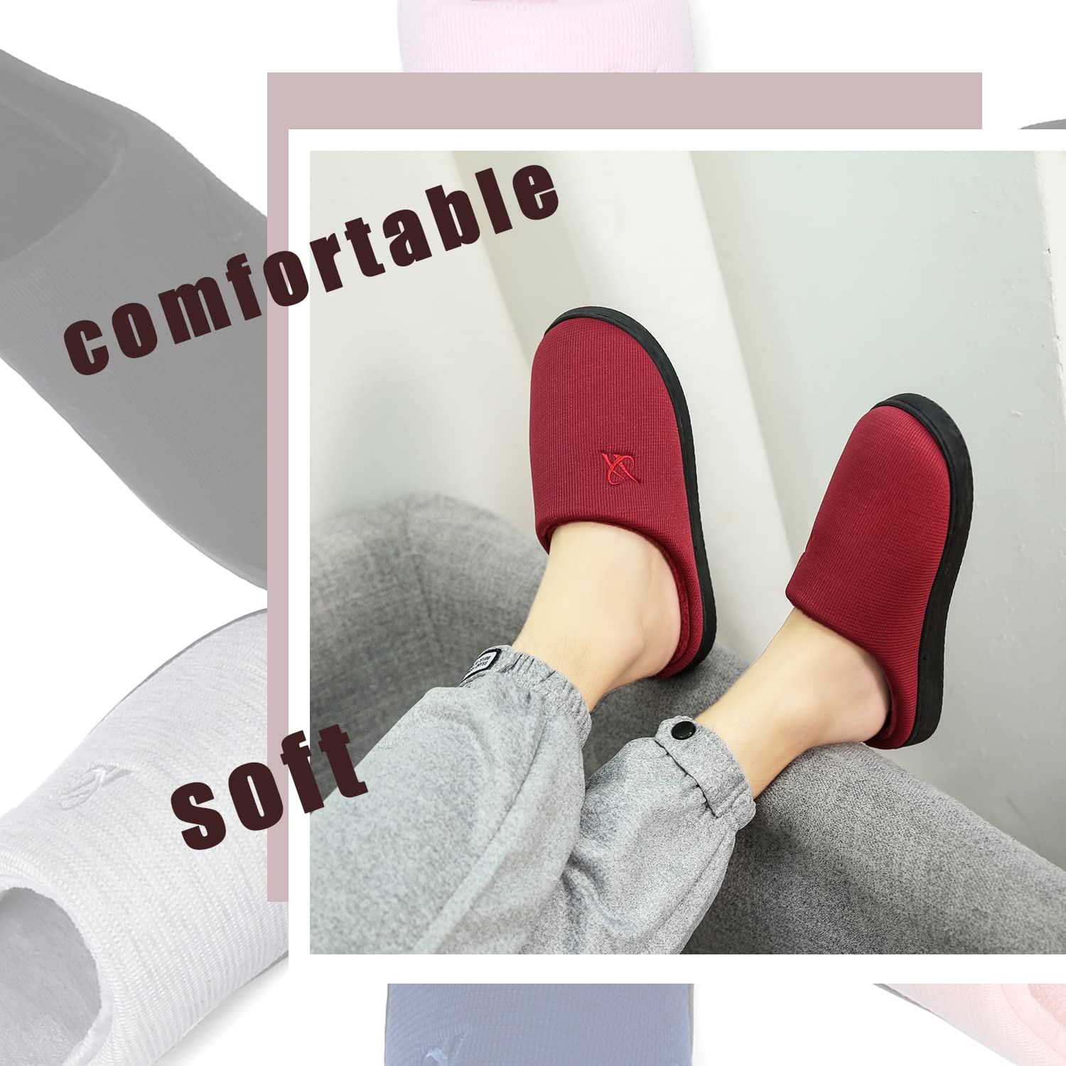 Memory Foam Cotton Slippers Couple Style Men's and Women's House Casual Shoes