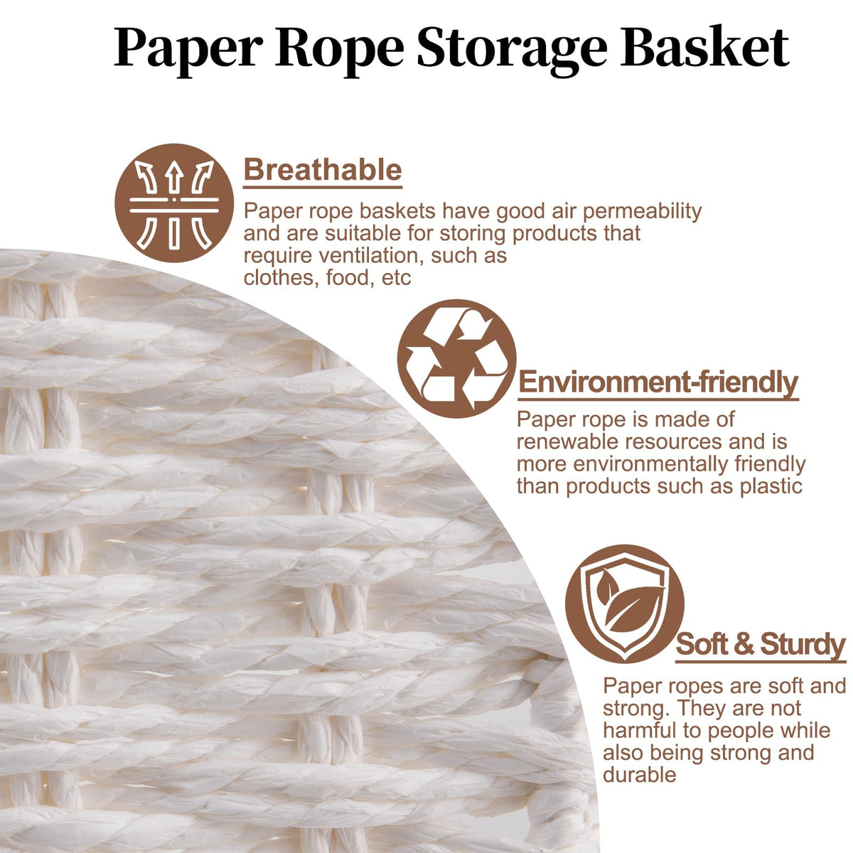 Toilet Paper Baskets Handmade Paper Rope Decorative Wicker Storage Tank Shelf Cabinet Organizer for Bathroom Home (2 Count)