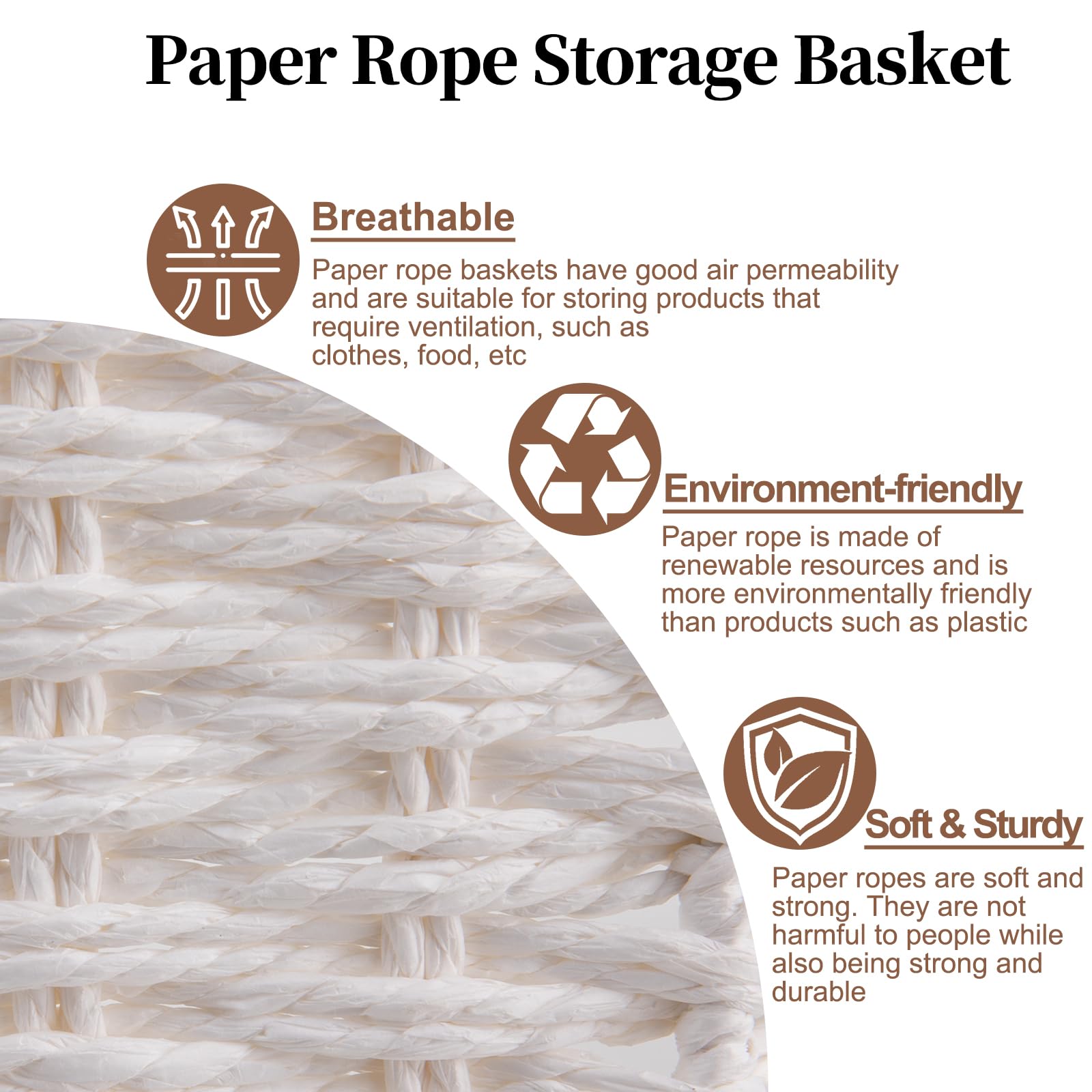 Toilet Paper Baskets Handmade Paper Rope Decorative Wicker Storage Tank Shelf Cabinet Organizer for Bathroom Home (2 Count)