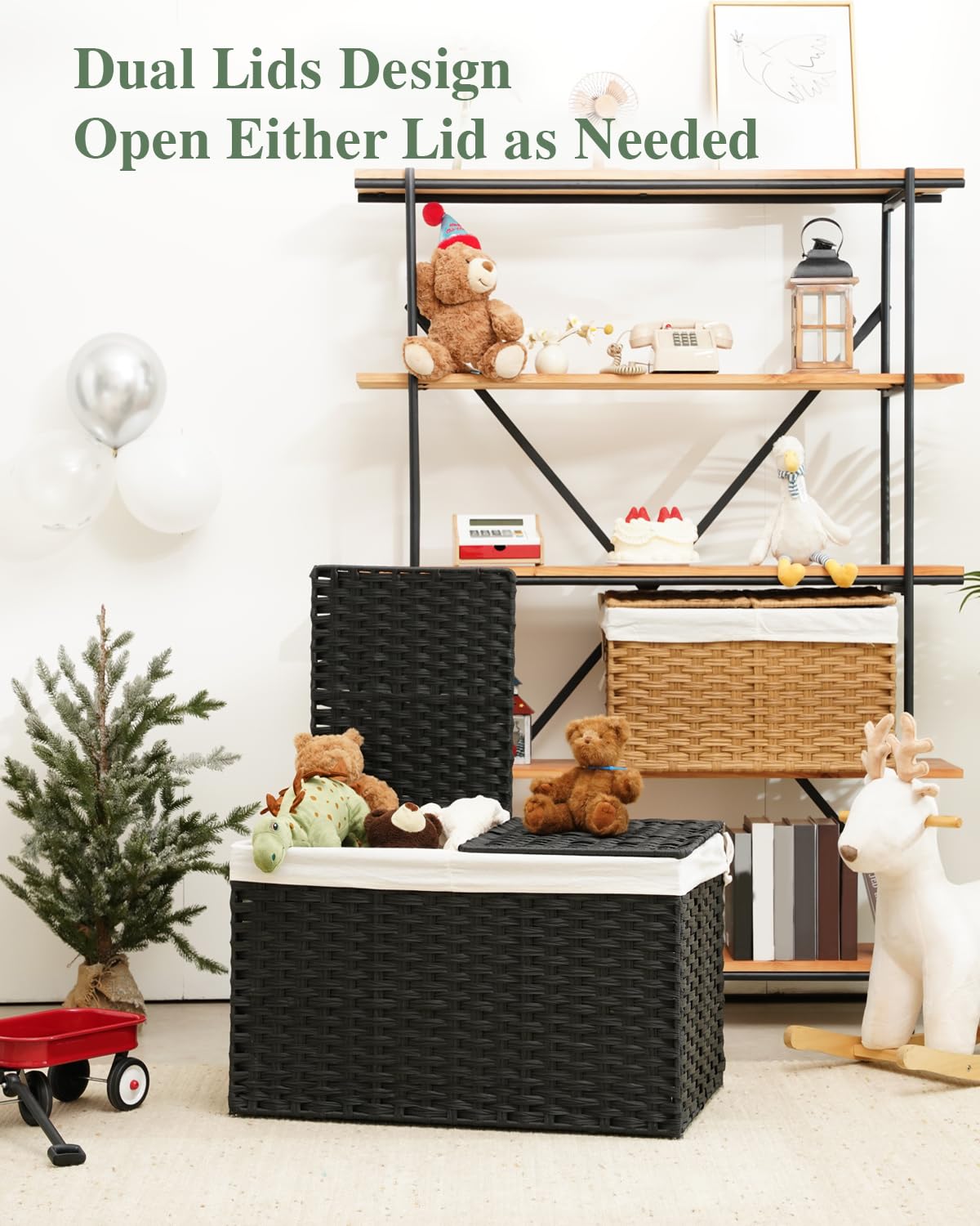 Storage Basket with Lid Wicker Baskets for Storage