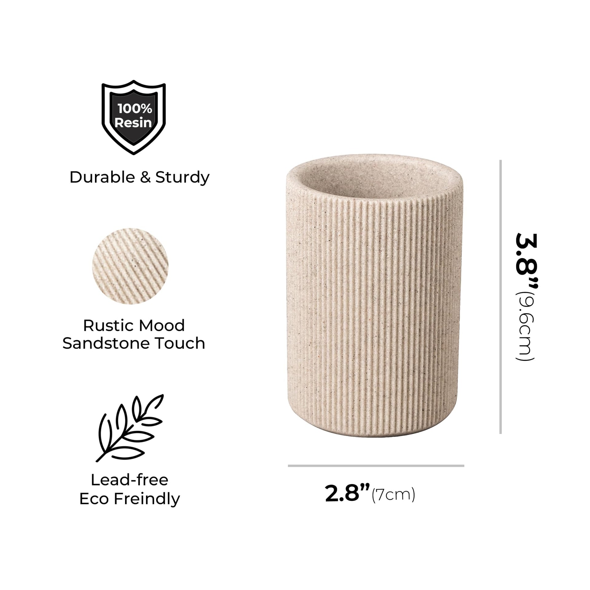 Small Sand Beige Toothbrush Holder for Bathroom Countertop