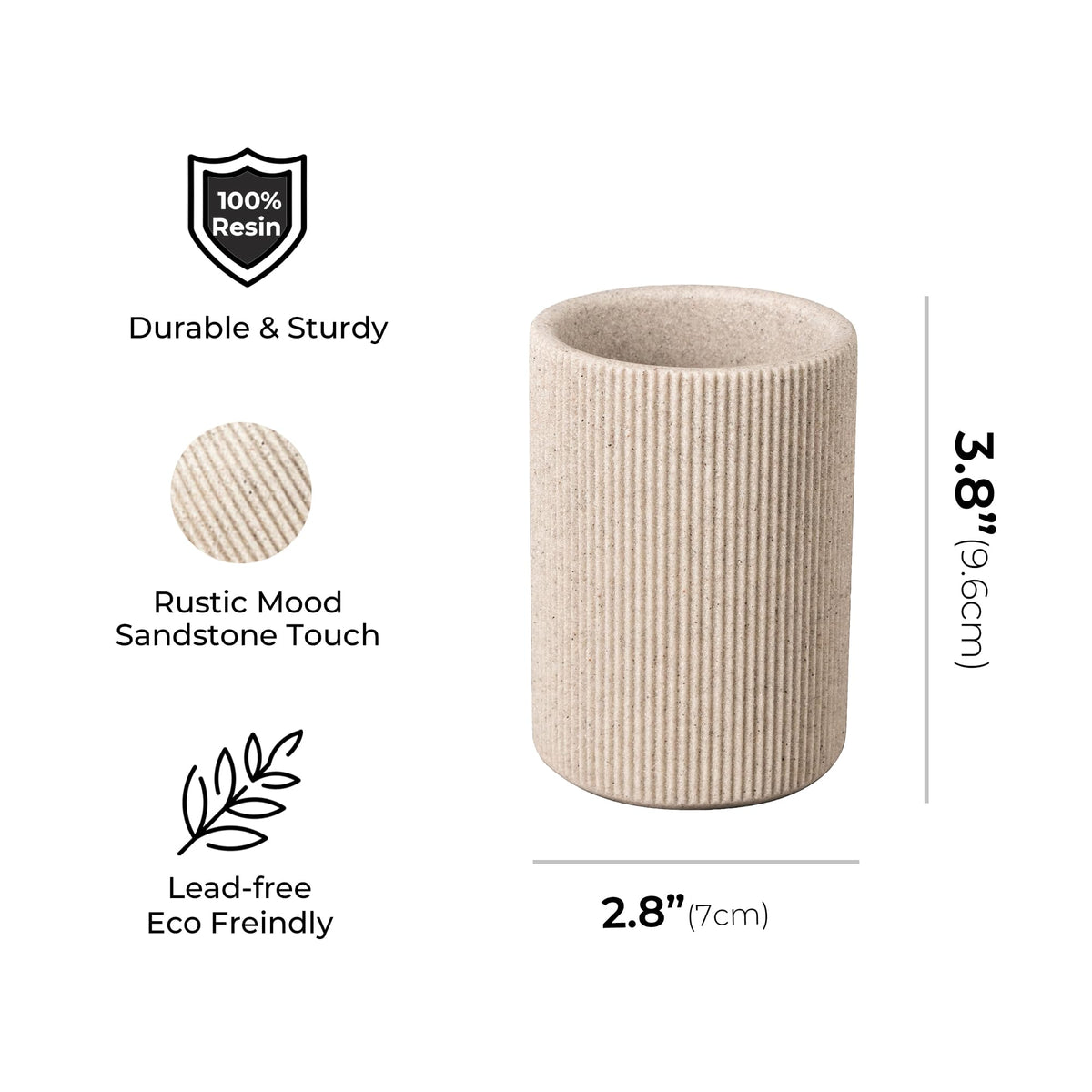 Small Sand Beige Toothbrush Holder for Bathroom Countertop