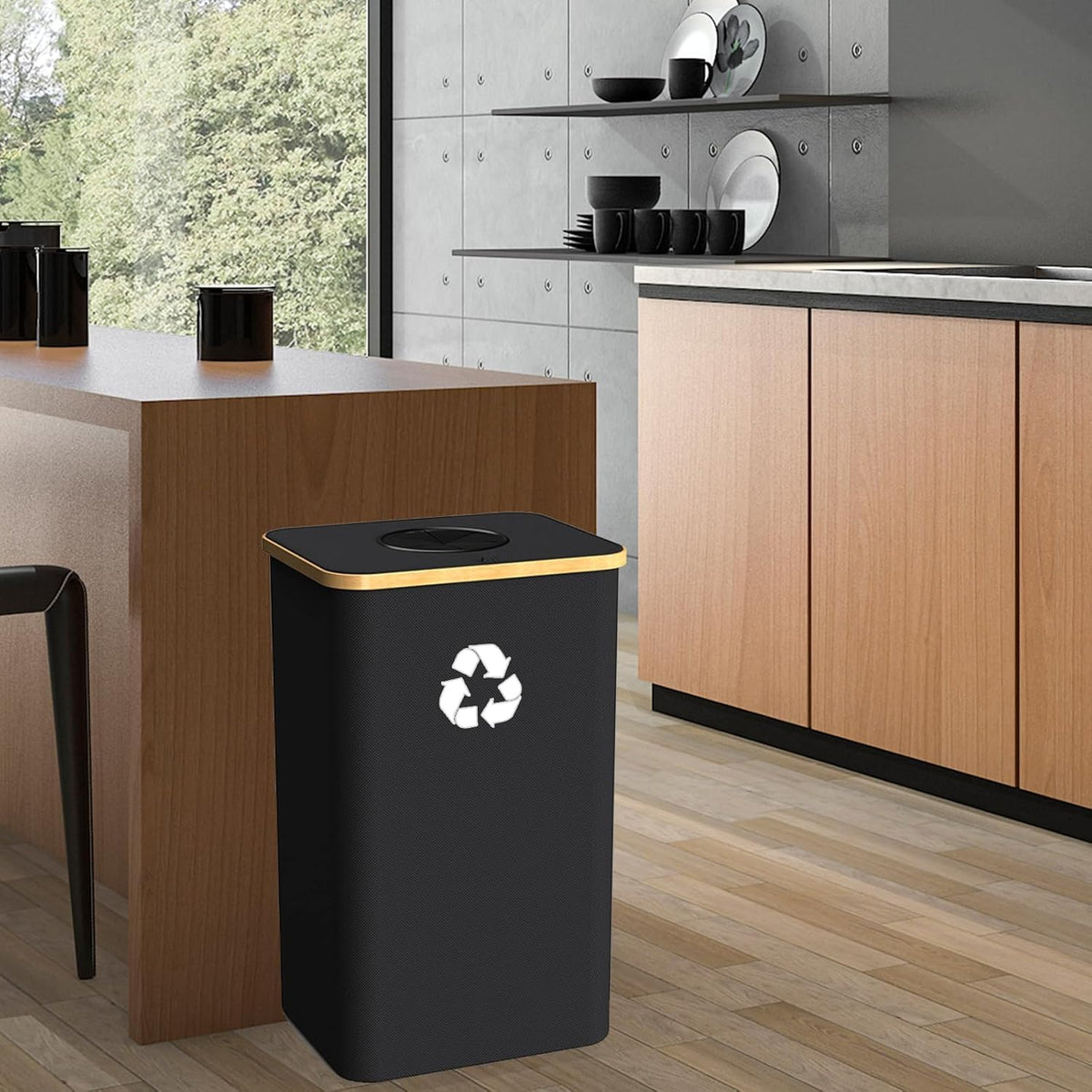 Recycling Bin Kitchen Indoor Home 40 Gallon 156L Recycle Bin with Lid 2 Removeable Reusable Inner Bag Bottle Can Glass Waste Plastice